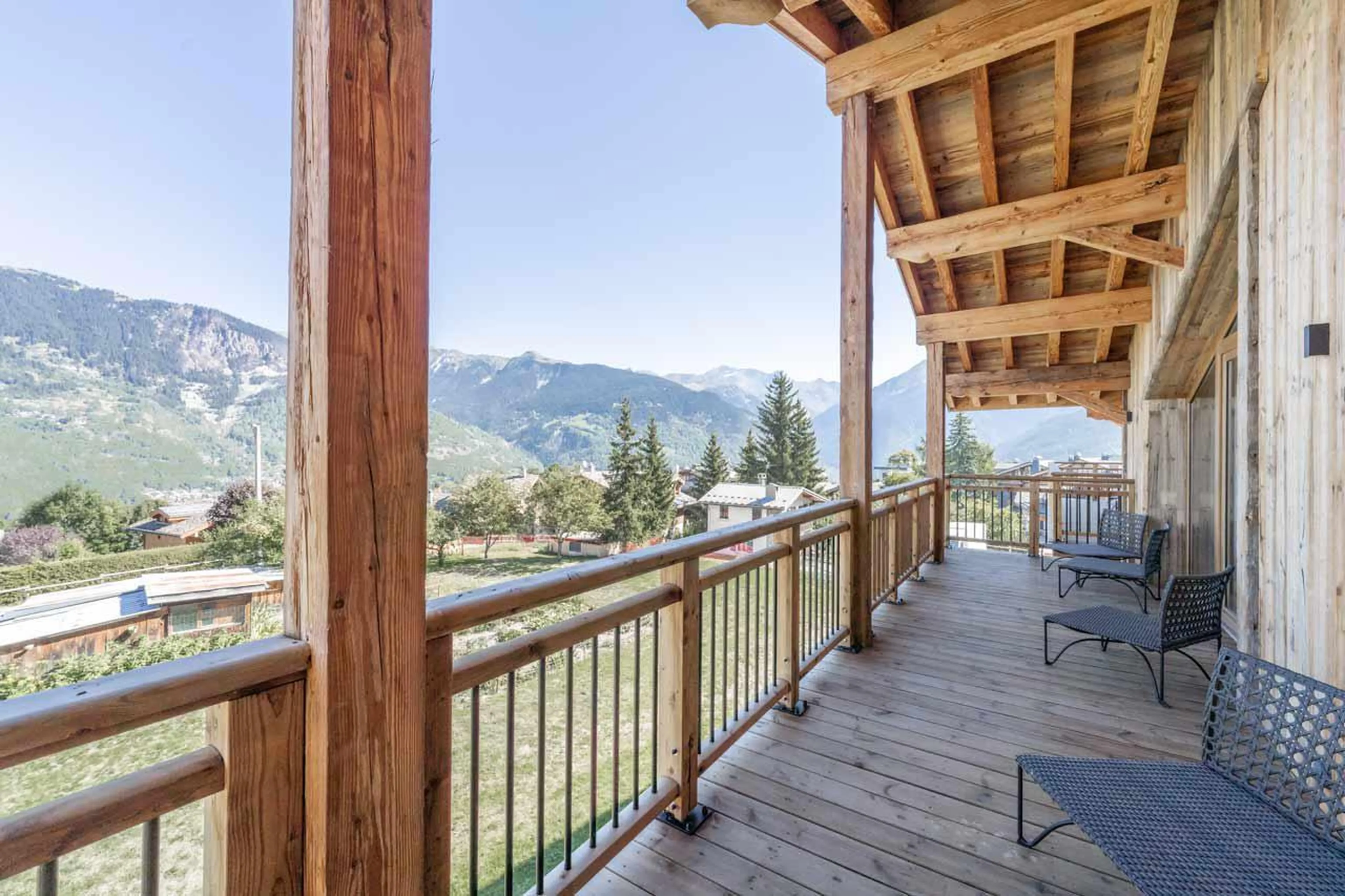 Sunny balcony at Chalet Bois du Fontanil in Courchevel Le Praz