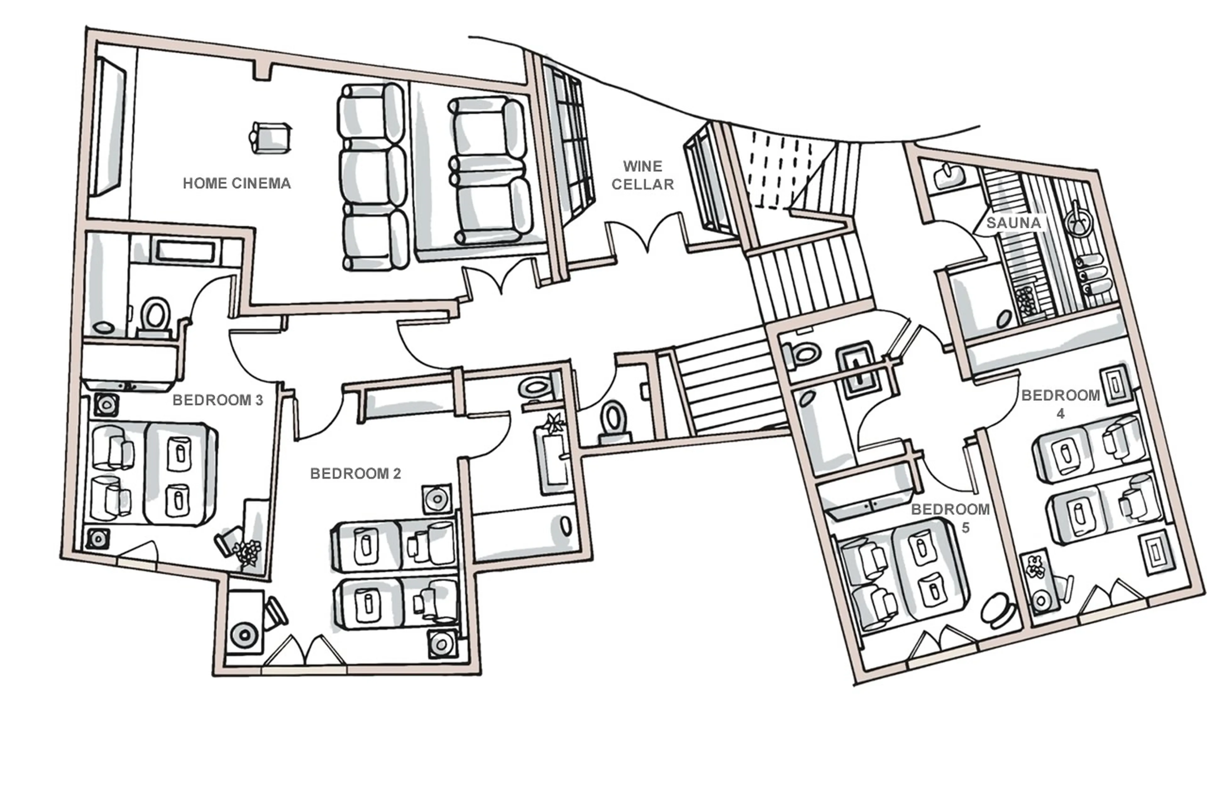 Level 1 floor plan of Chalet Bouquetin in Morzine