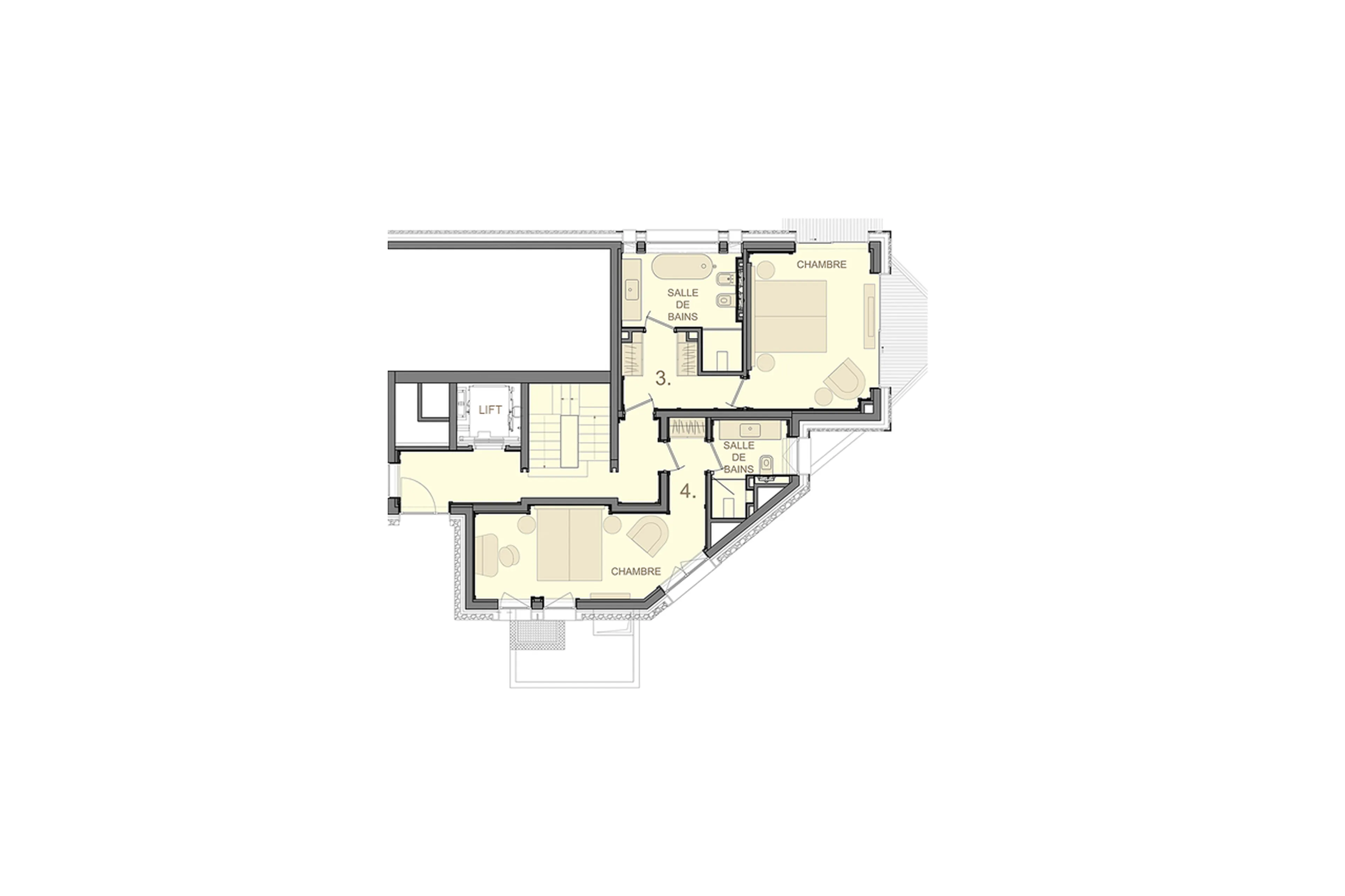 Level 0 floor plan of La Datcha in Courchevel 1850