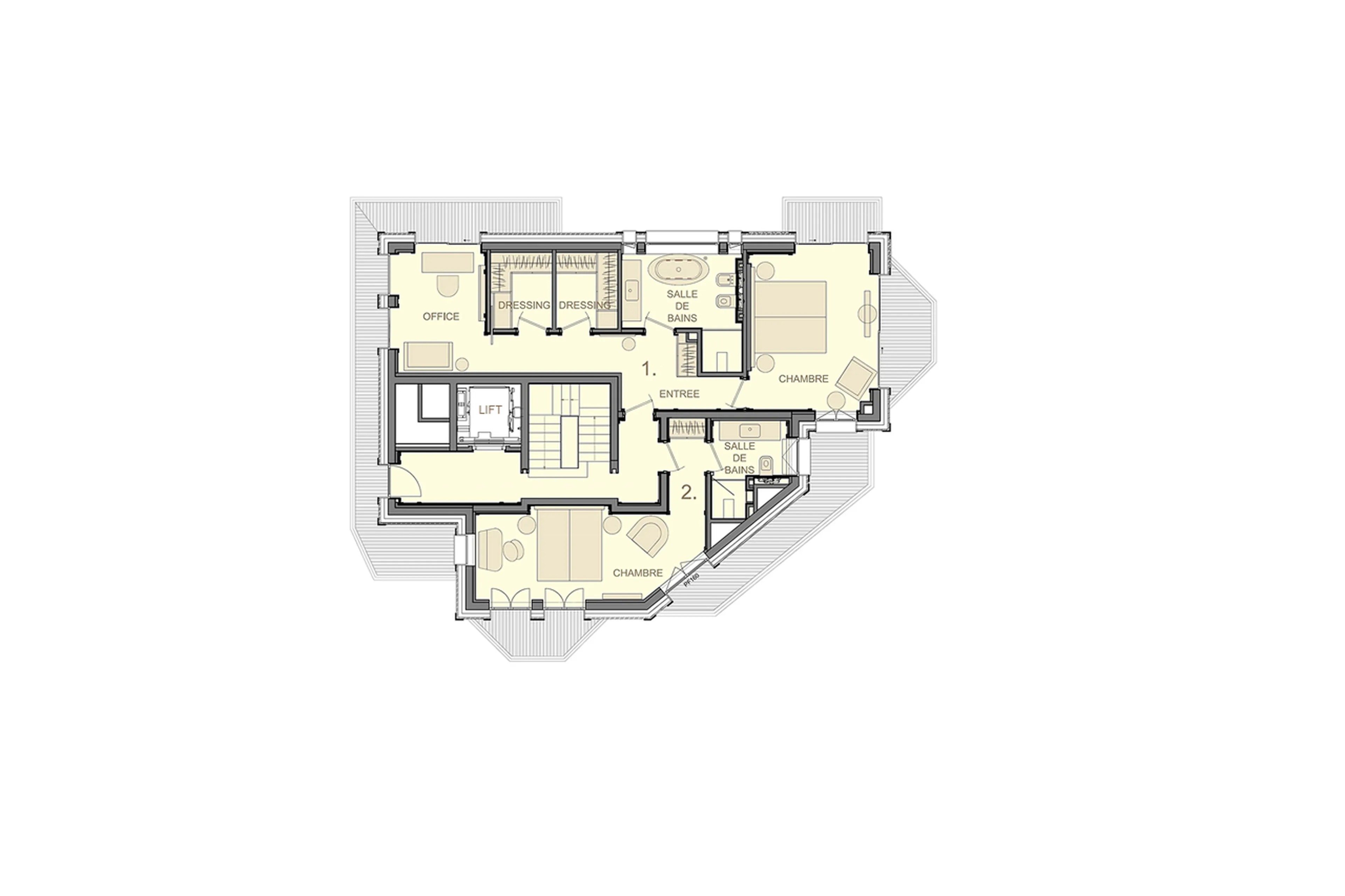 Level 1 floor plan of La Datcha in Courchevel 1850