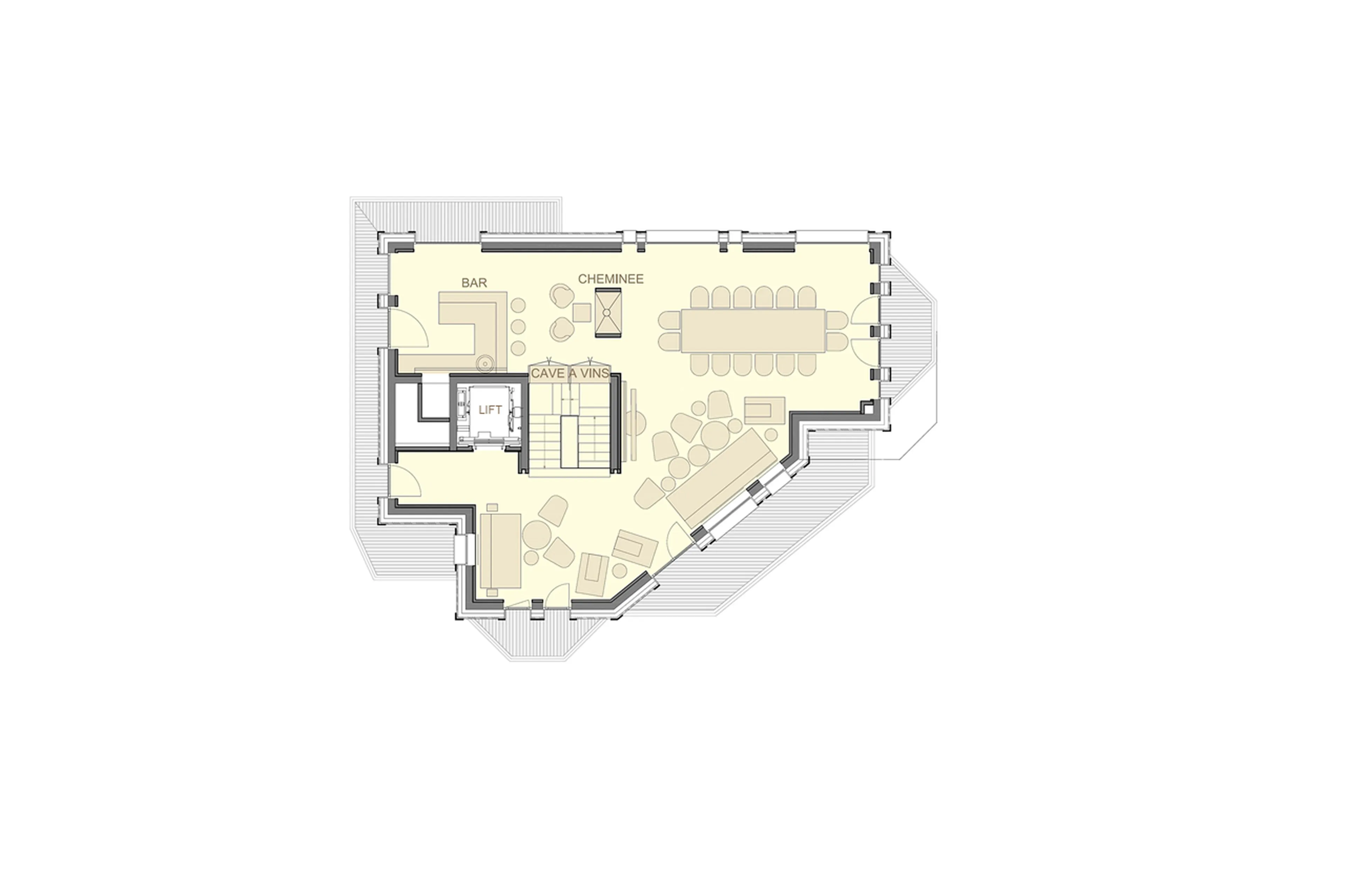 Level 2 floor plan of La Datcha in Courchevel 1850