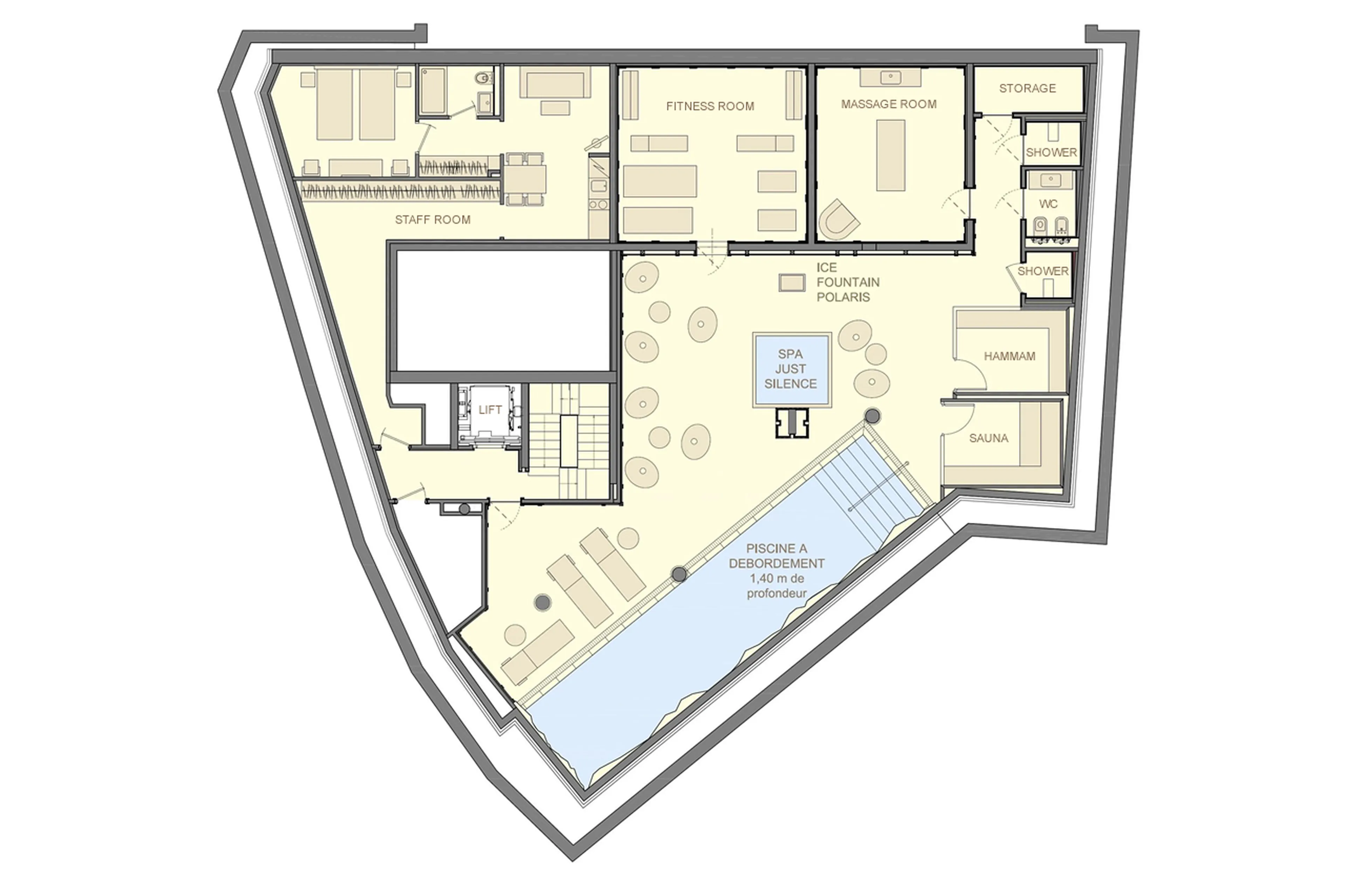 Level -2 floor plan of La Datcha in Courchevel 1850