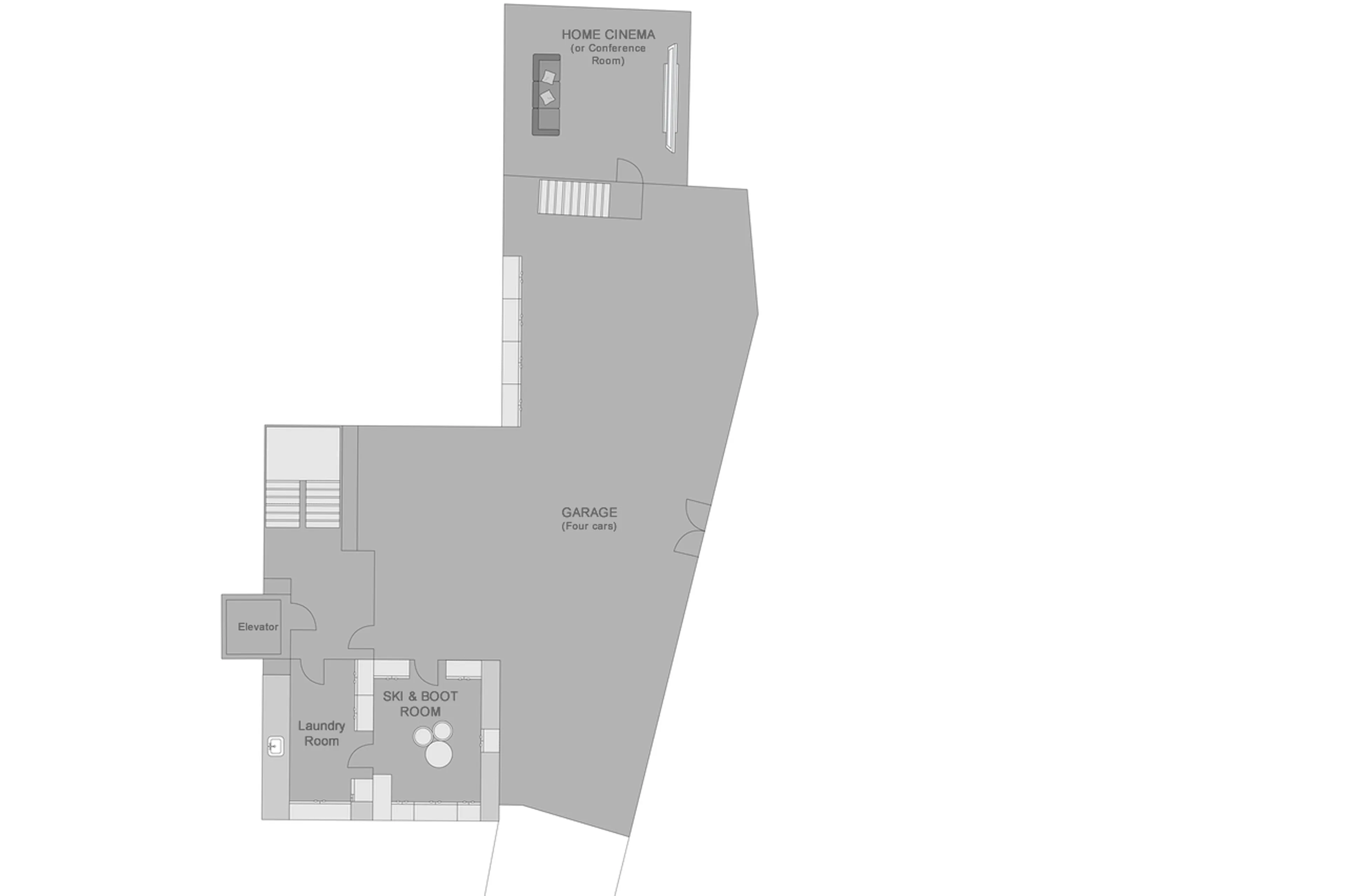 Level 0 floor plan of Chalet Calima in Verbier