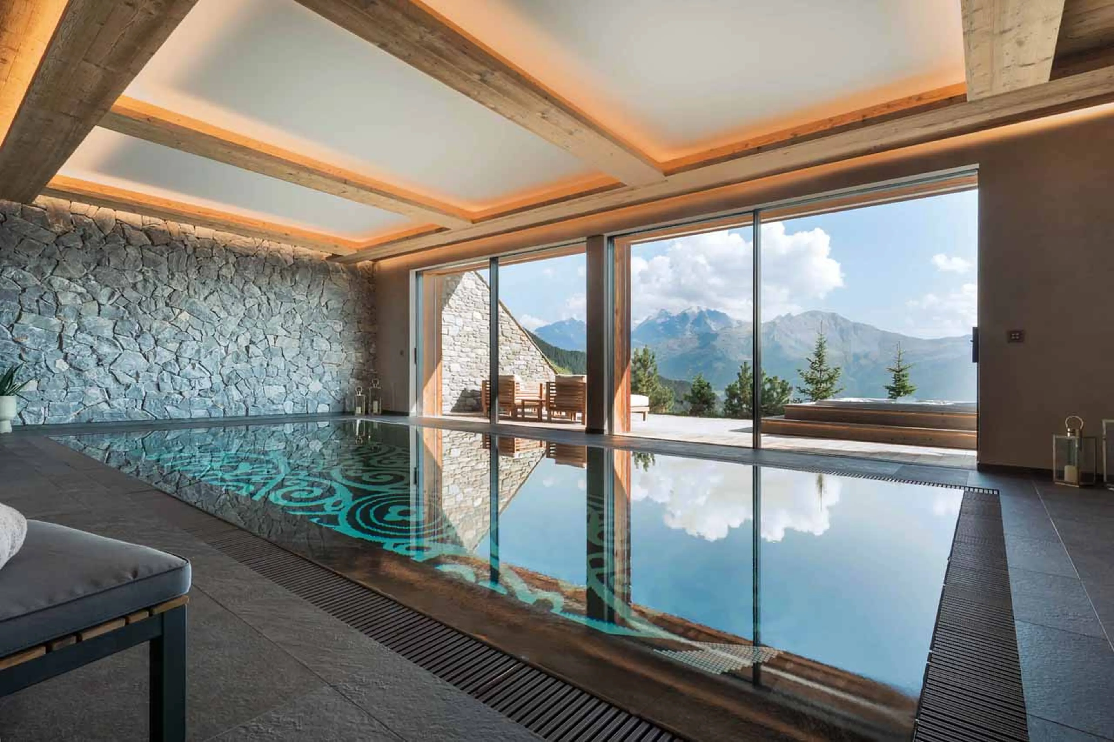 Spa with pool at Calima Estate in Verbier