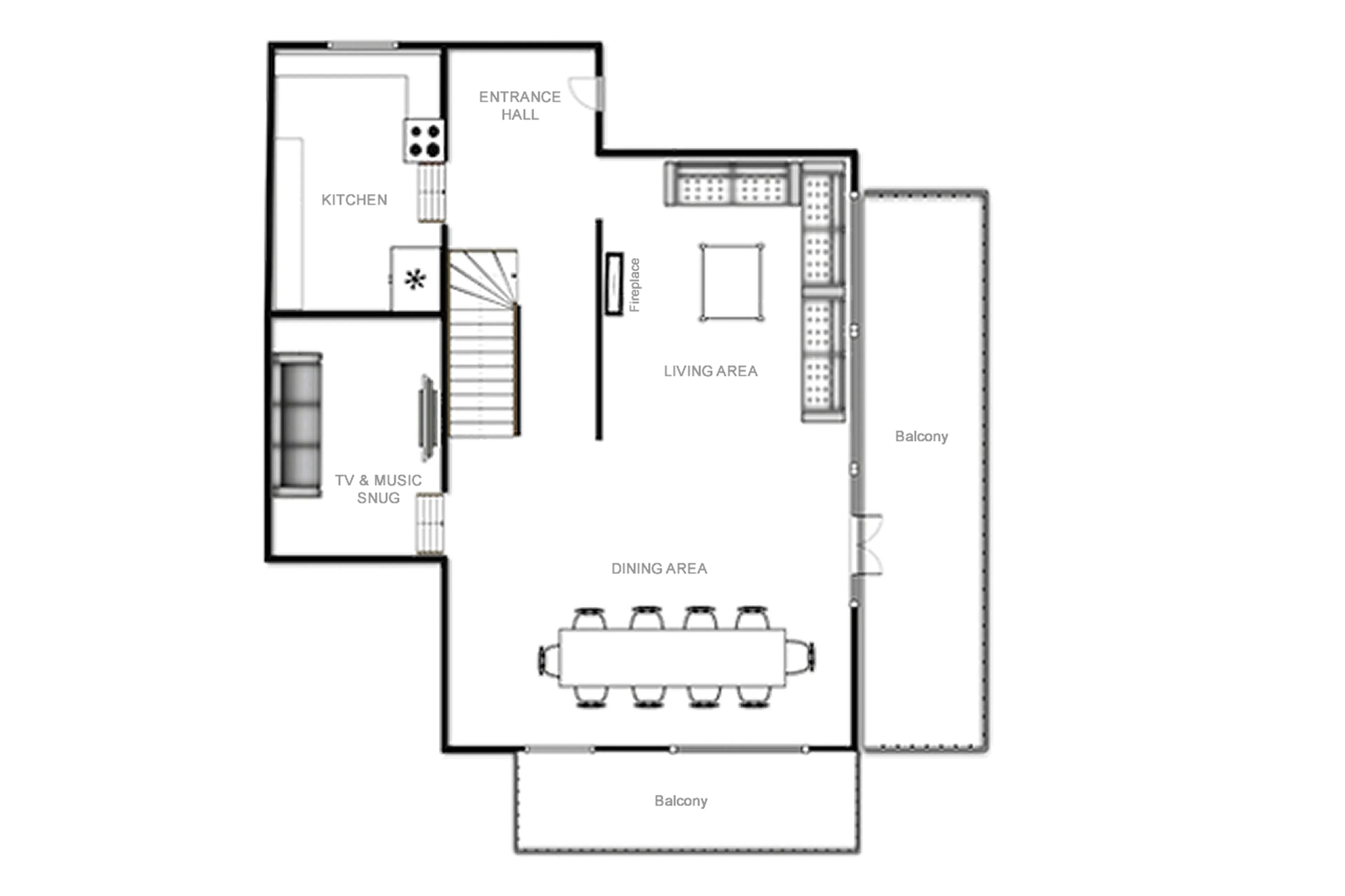 Level 1 floor plan of Chalet Calistoga in Val d'Isere