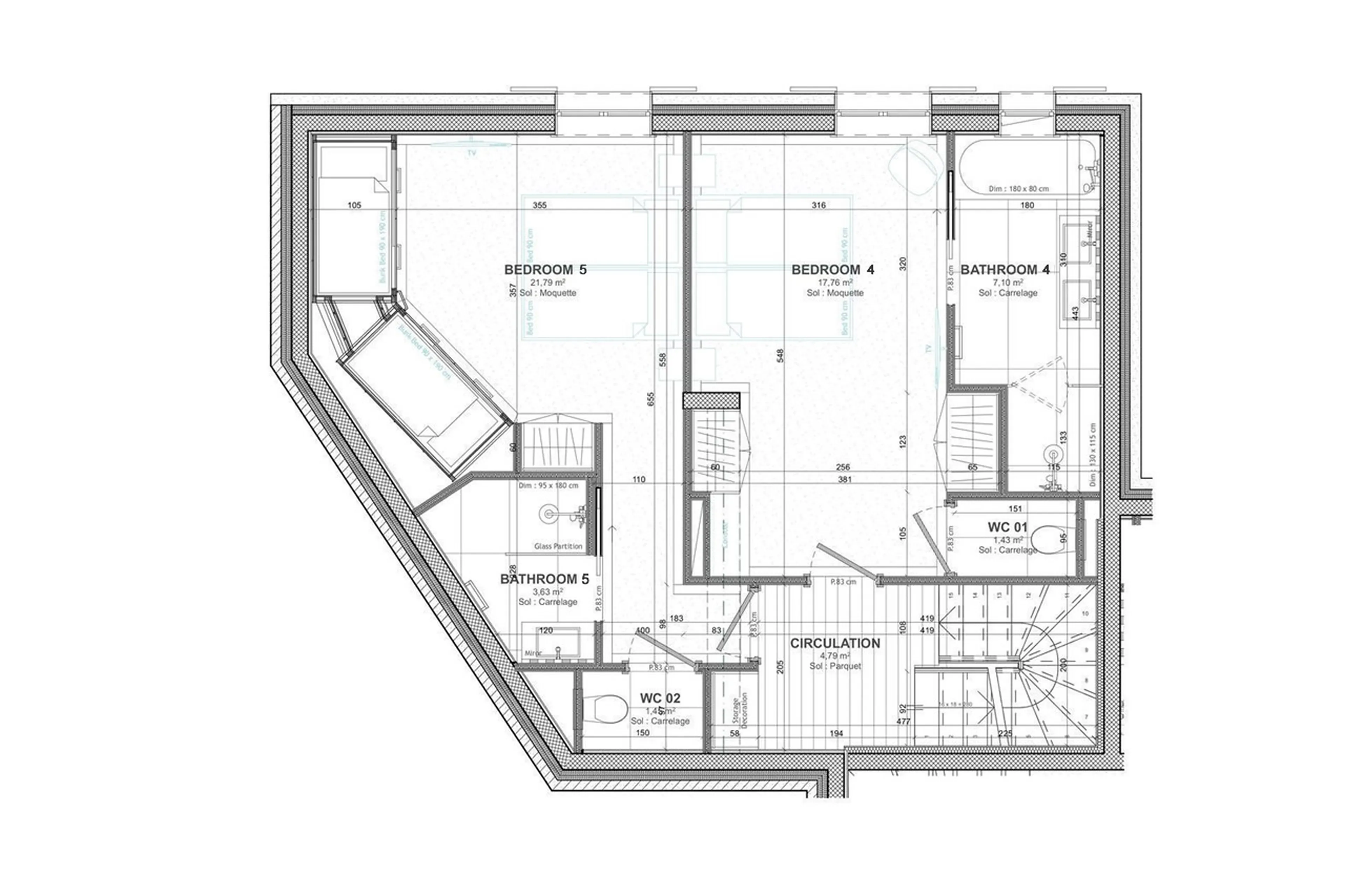 Level 0 floor plan of Chalet Carcentina in Courchevel 1550