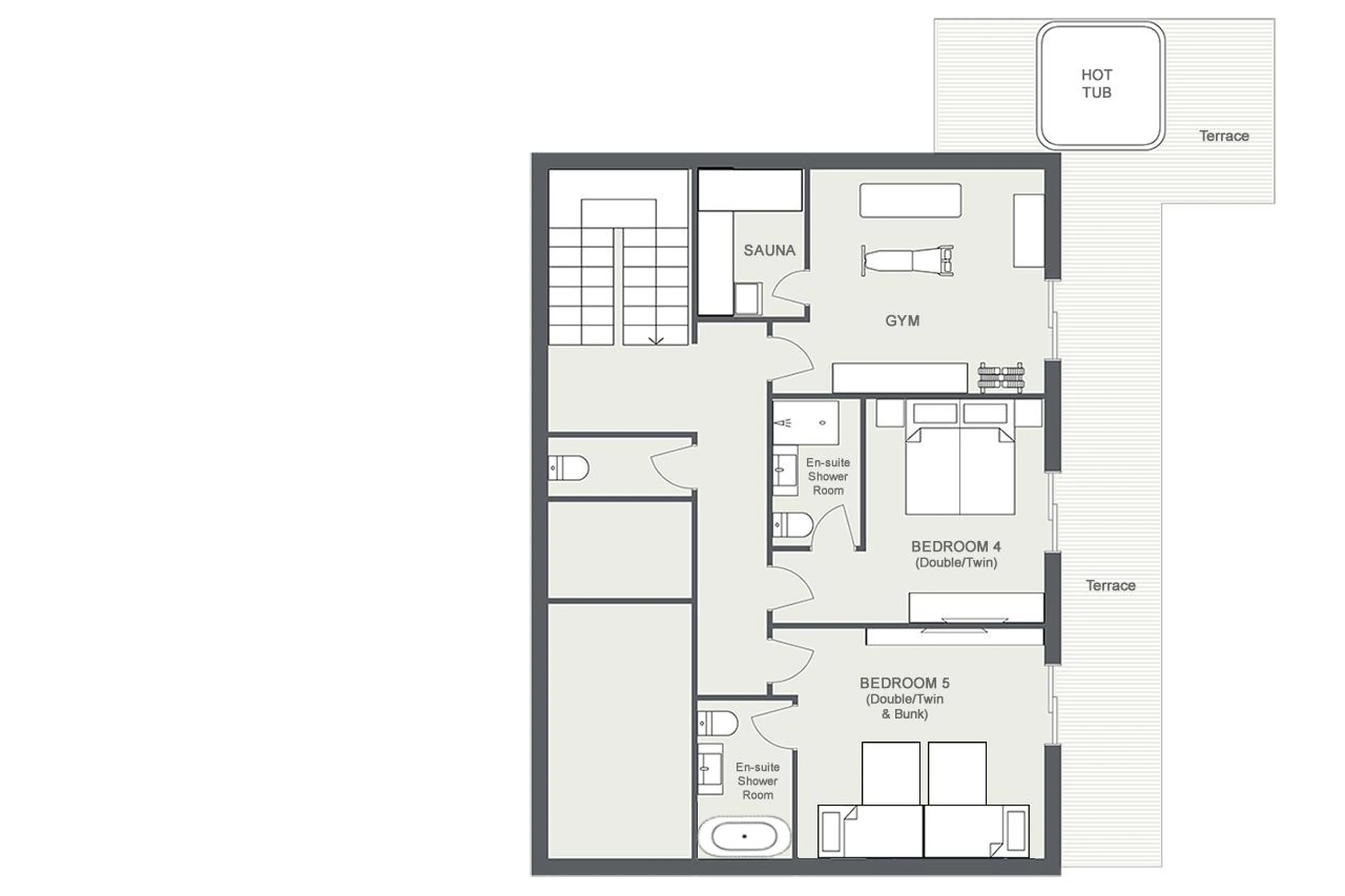 Level -2 floor plan of Chalet Cascades in Morzine