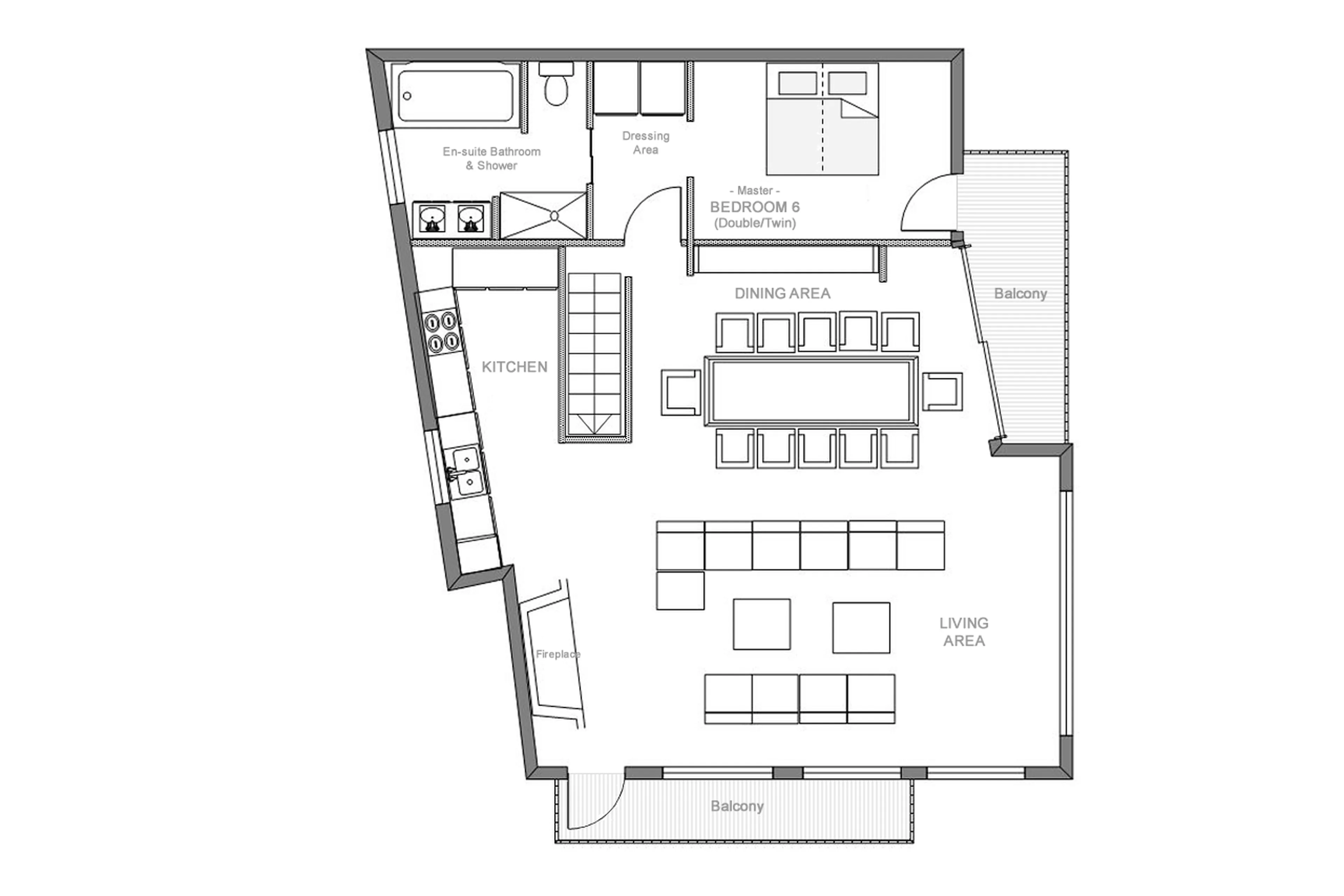Level 1 floor plan of Chalet Cervinia in Val d'Isere