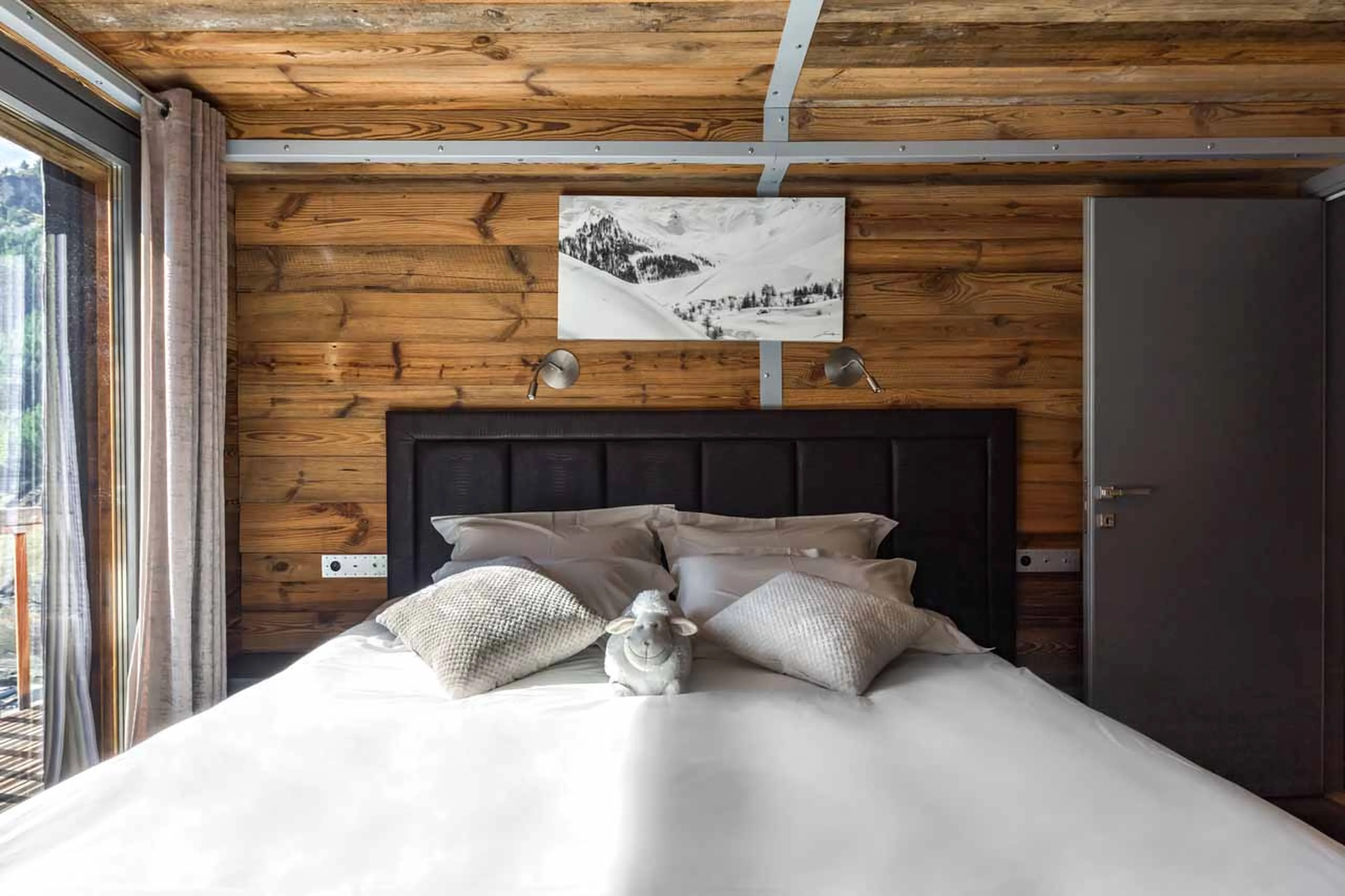 Bedroom two terrace access at Chalet Charlie in Tignes