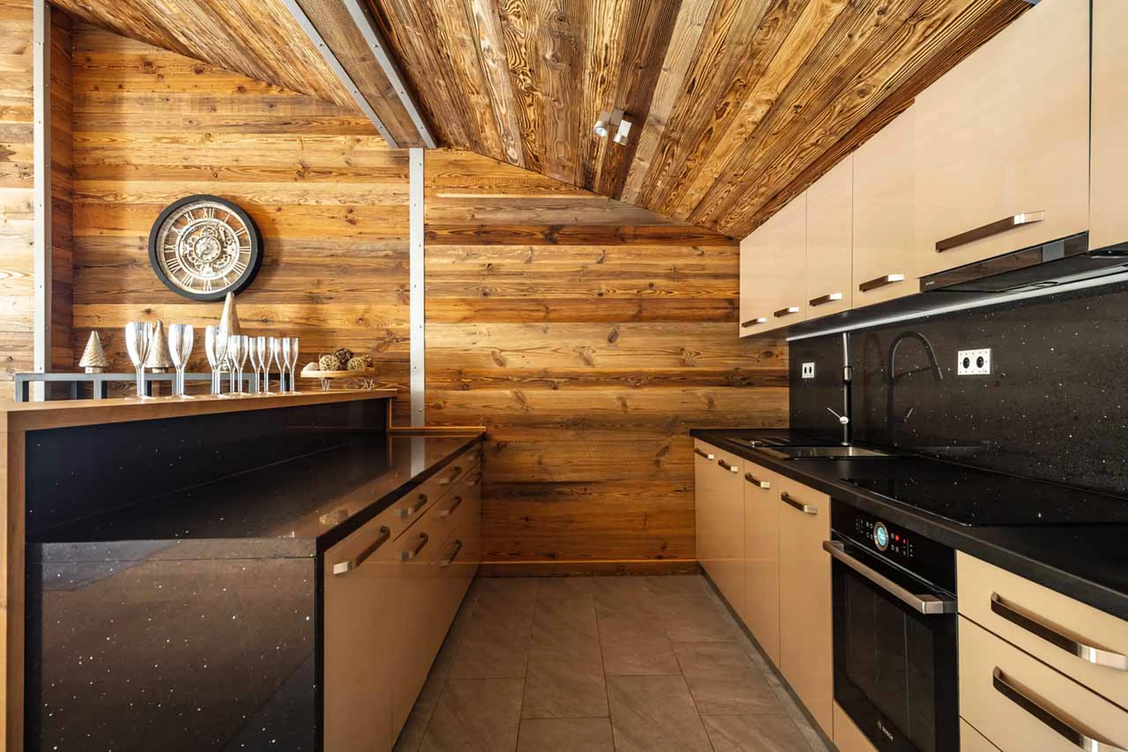 Modern well-equipped kitchen at Chalet Charlie in Tignes