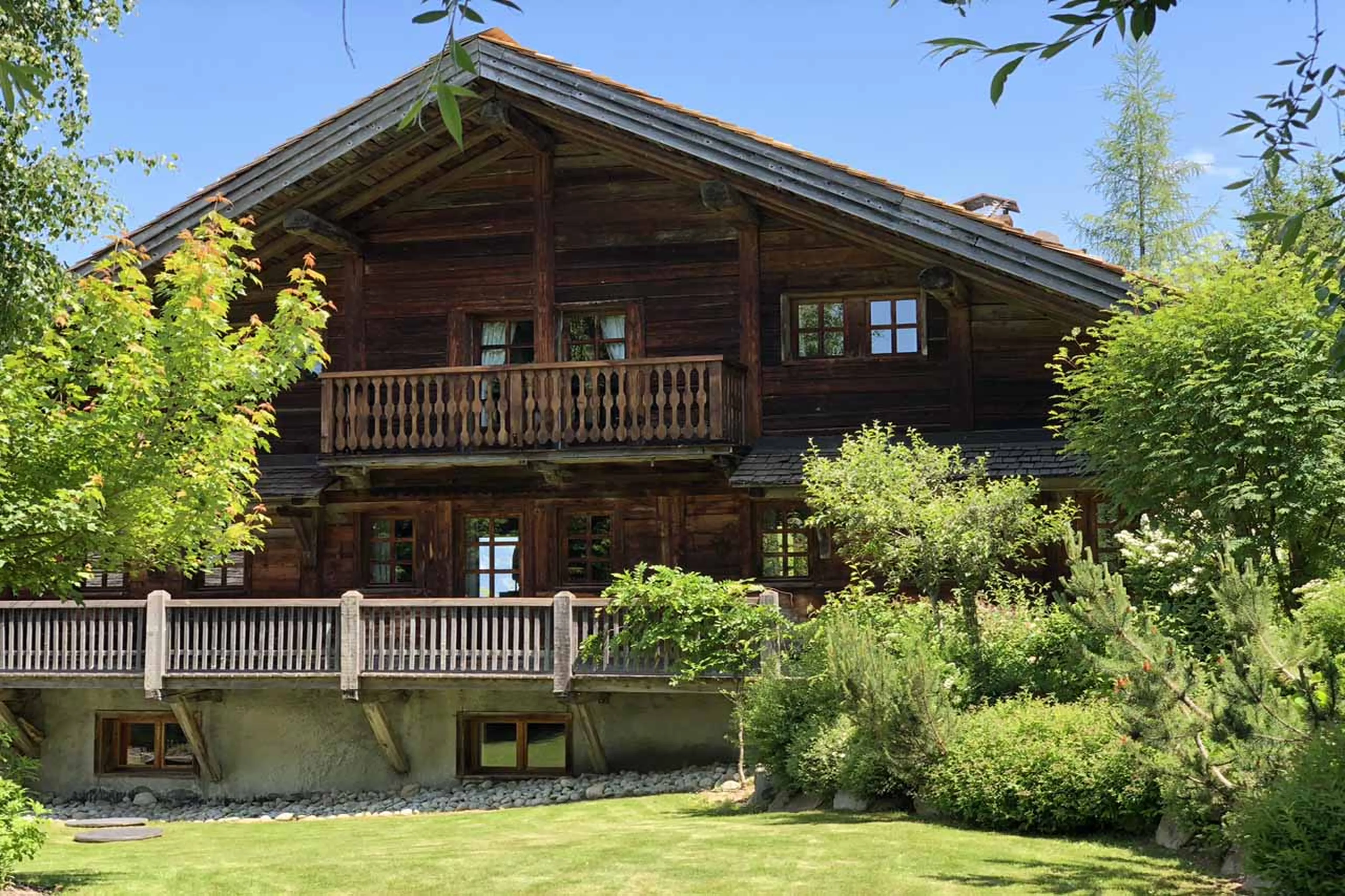 Exterior view of Chalet Chatel in Megeve in summer