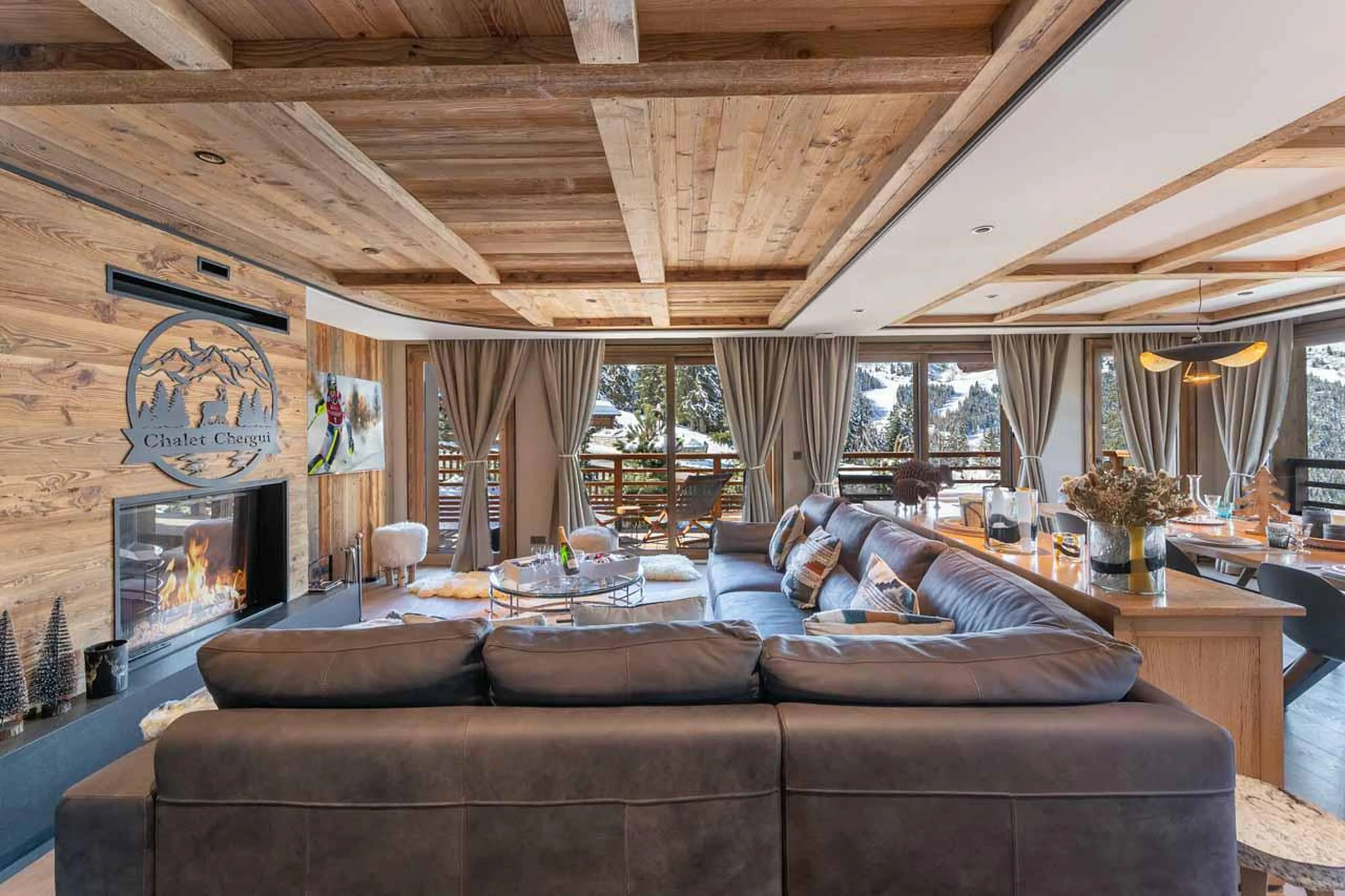 Sofas in living area of Chalet Chergui in Meribel