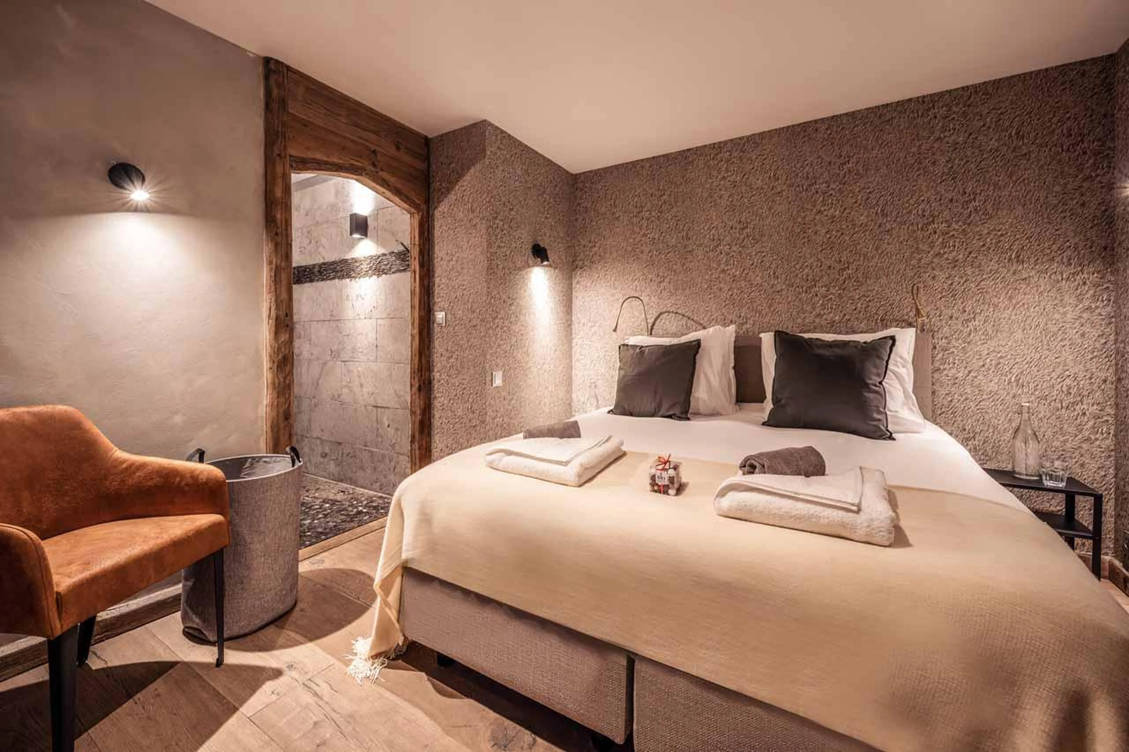 Bedroom one at Chalet Cheval Blanc in Meribel