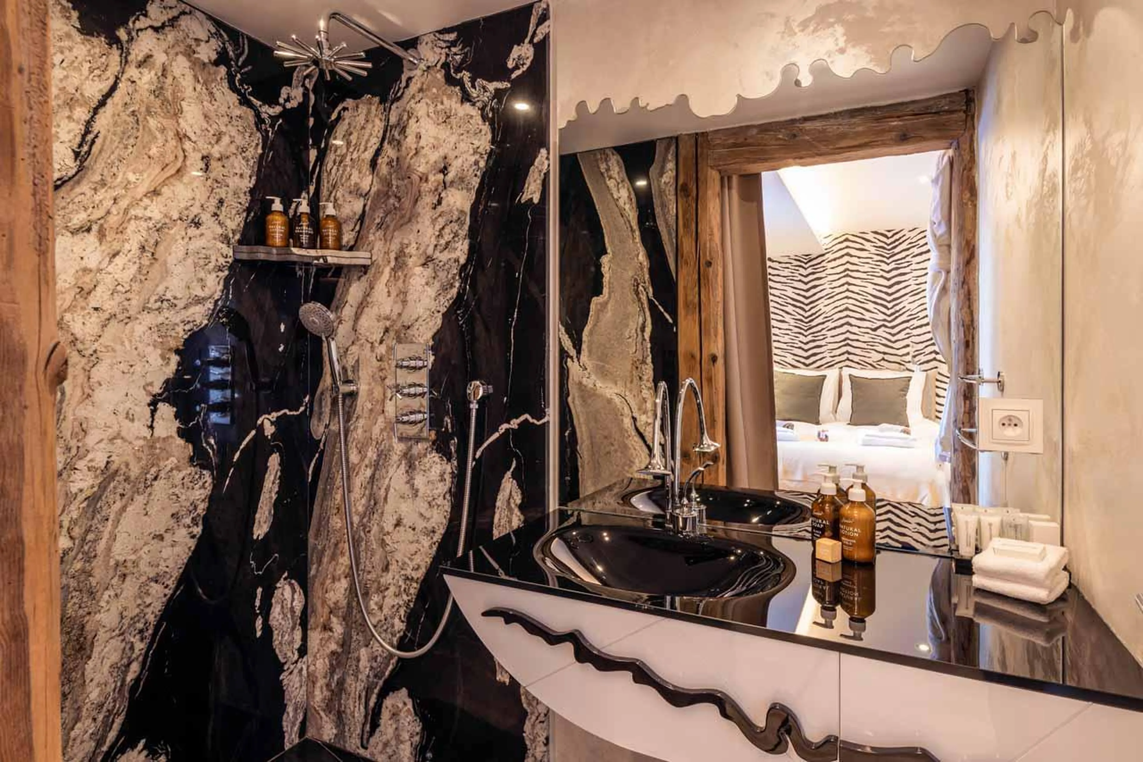 Shower room two at Chalet Cheval Blanc in Meribel