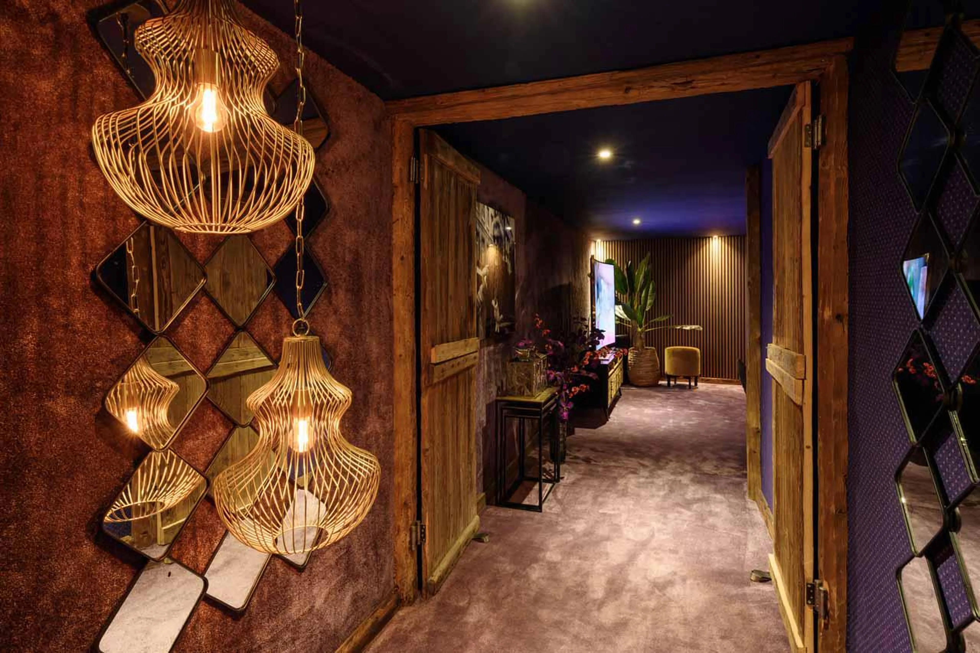 Cinema entrance at Chalet Cheval Blanc in Meribel