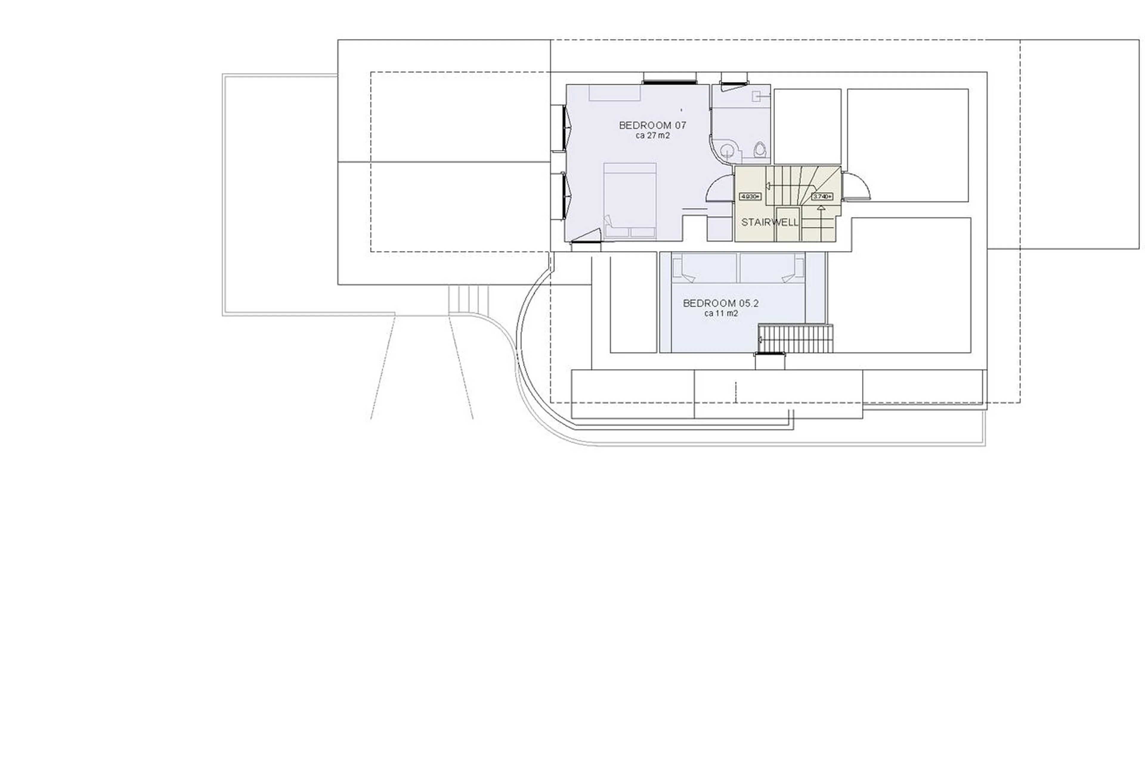 Level 2 floor plan of Chalet Cheval Blanc in Meribel