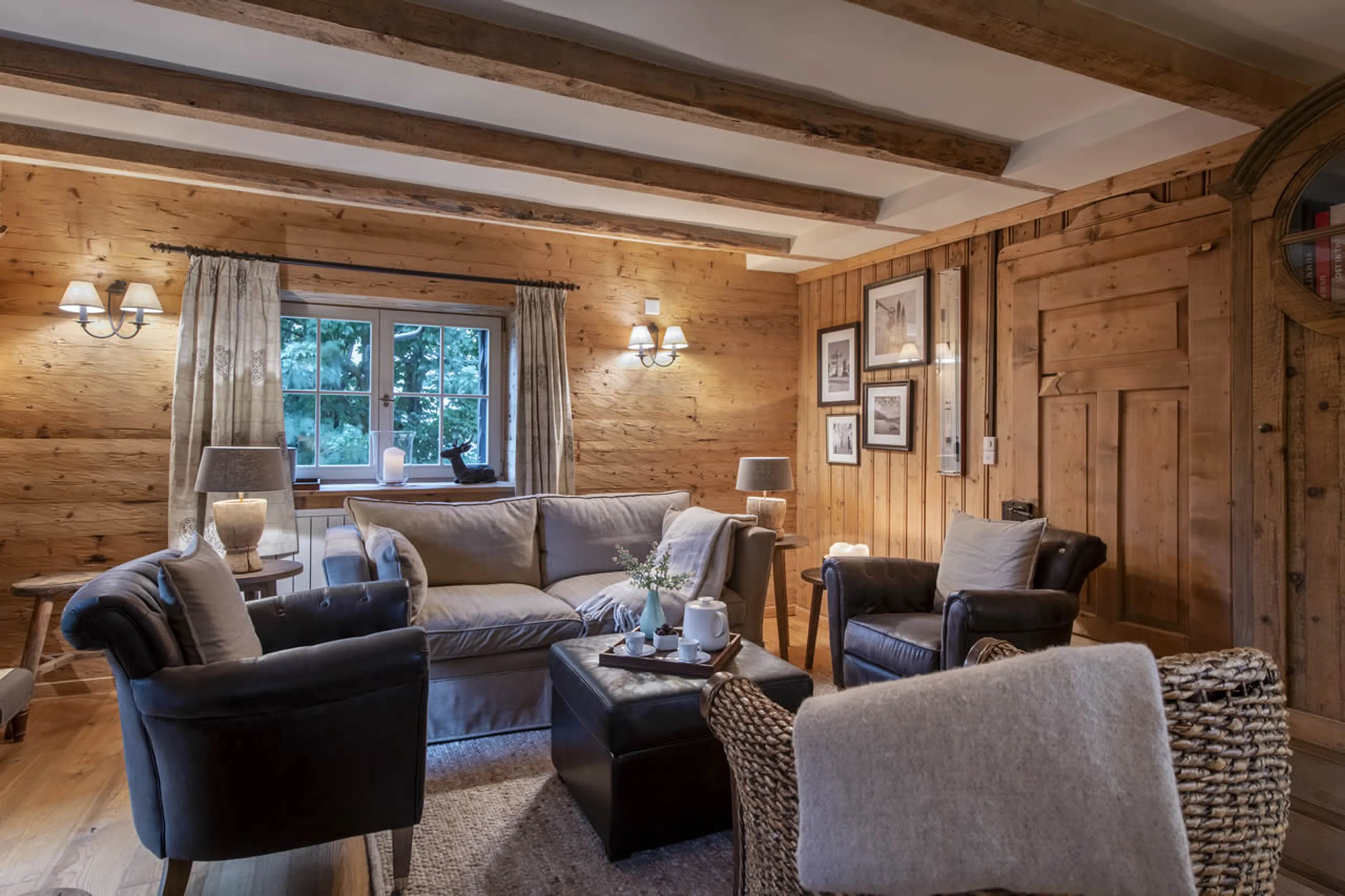 Comfortable seating in living area of Chalet Chocolate Box in Davos