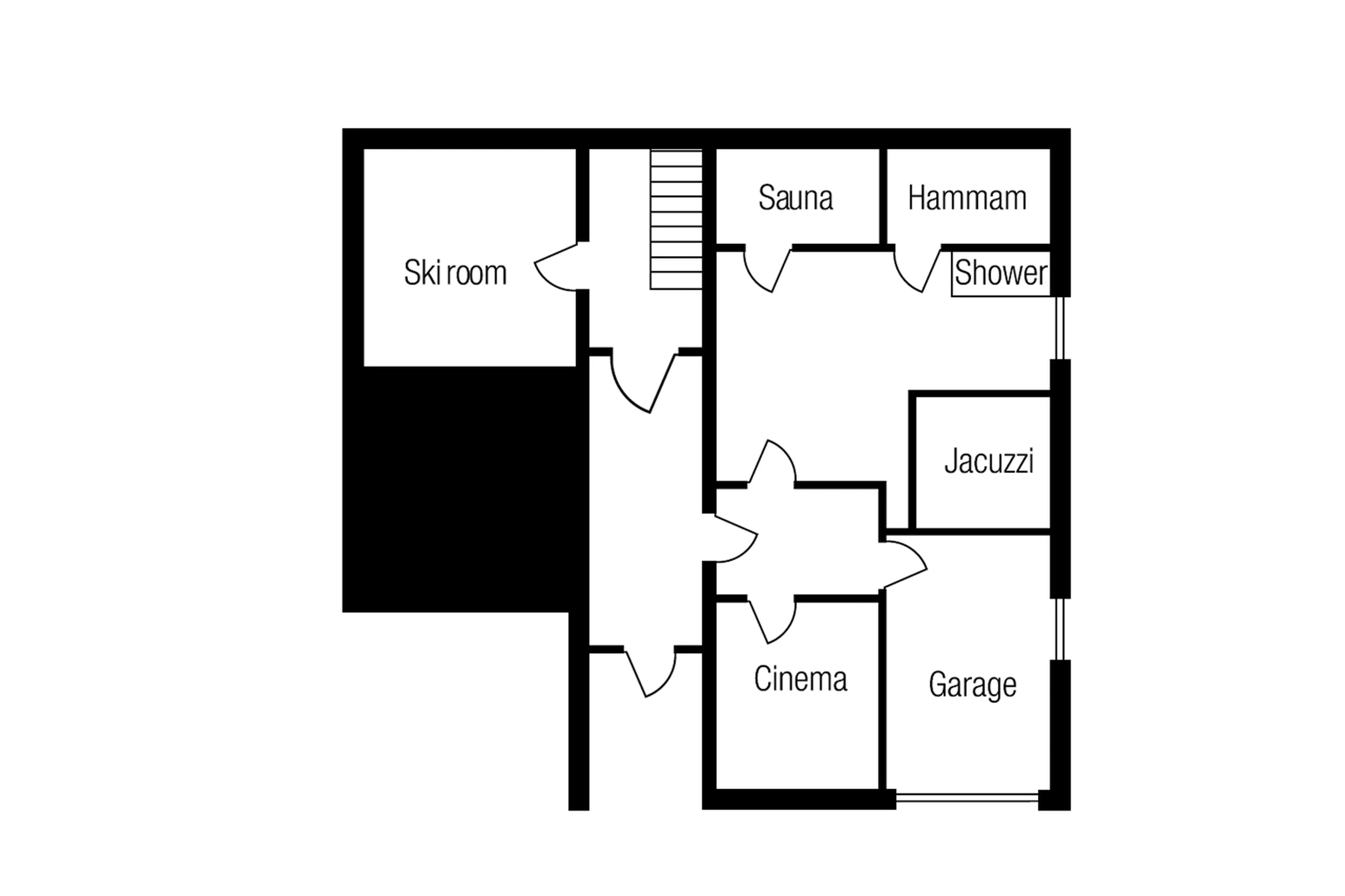 Level 0 floor plan of Chalet Chopine in Meribel
