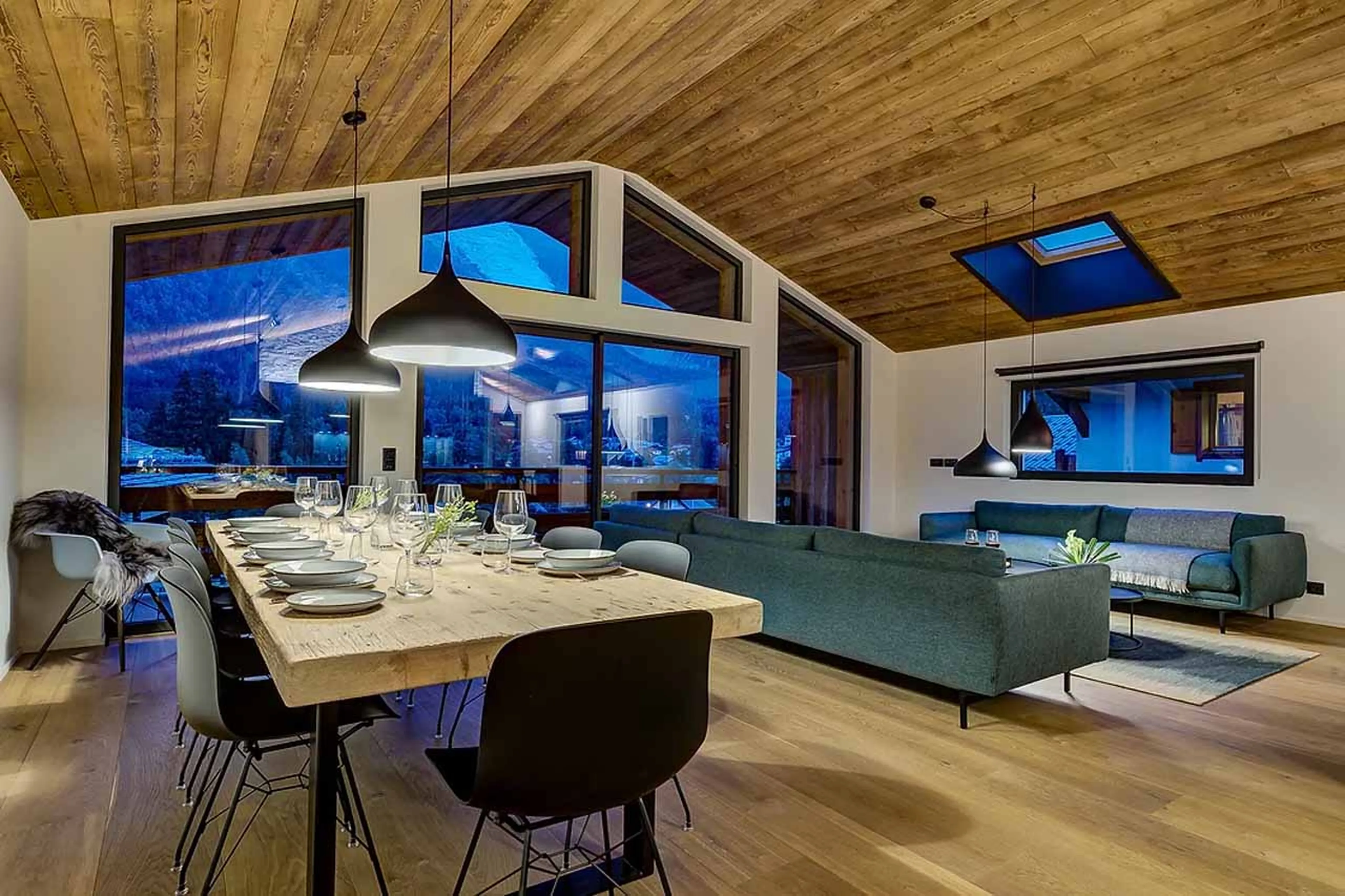 Dining table at Chalet Chouca in Chamonix