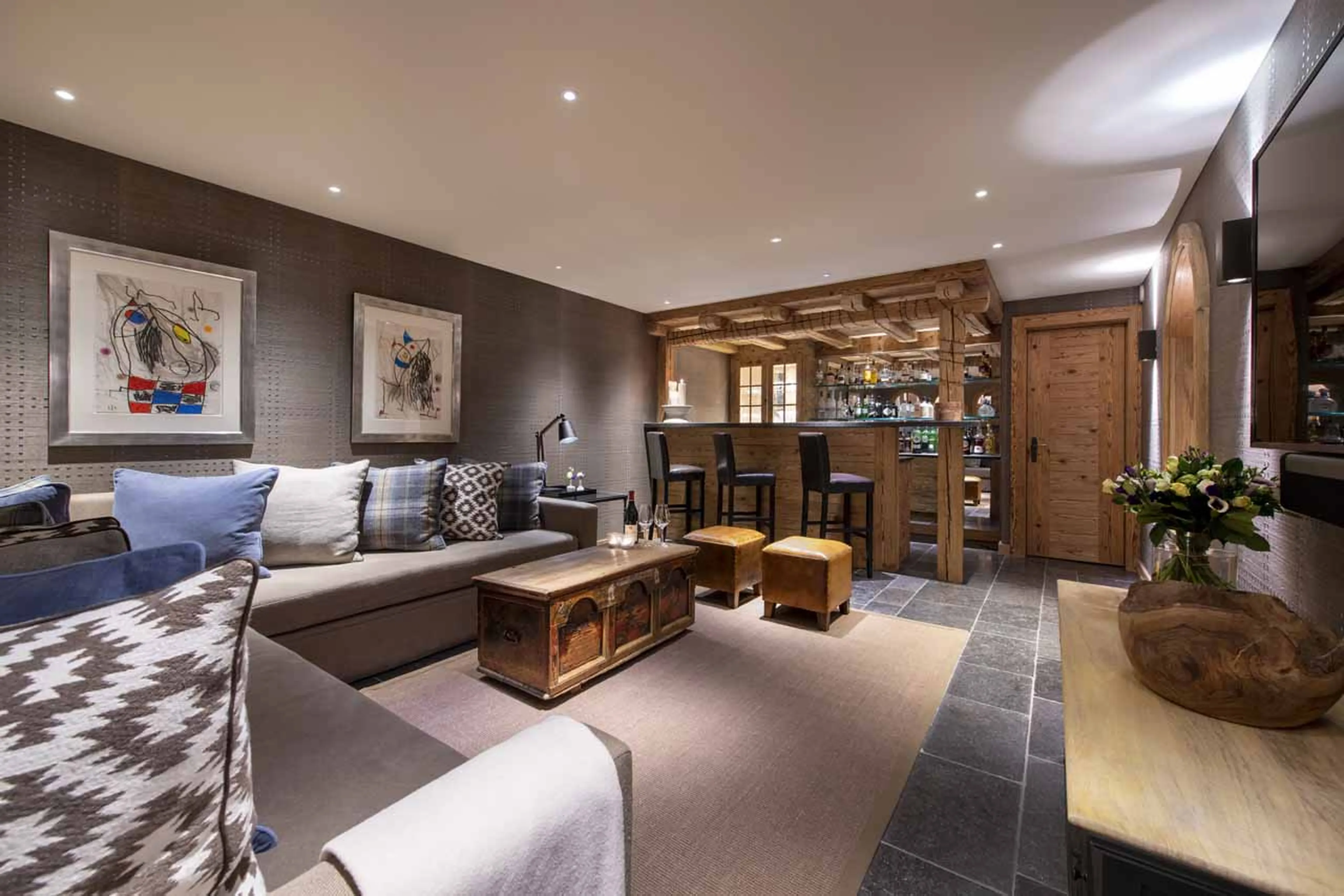 Bar with adjoining wine cellar at Chalet Chouqui in Verbier