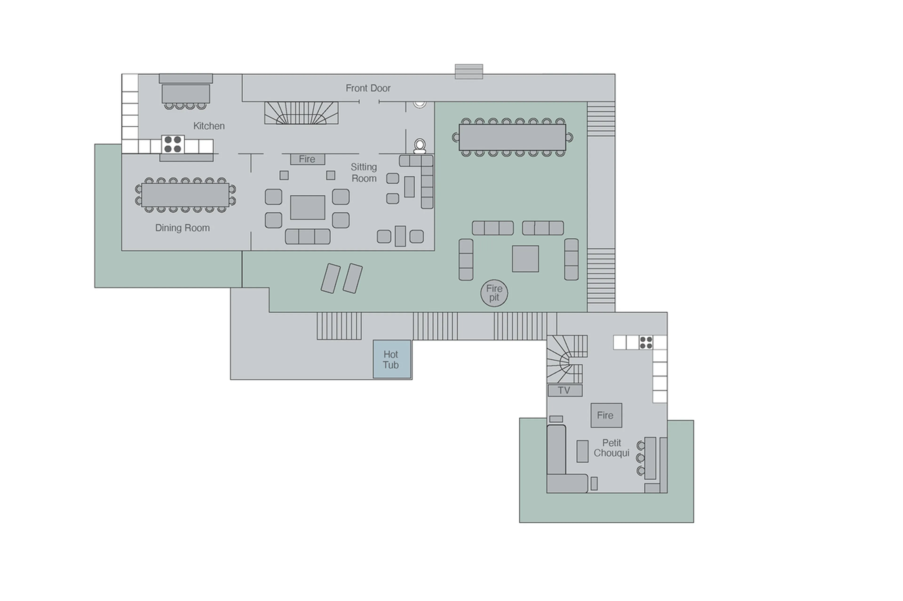 Level 1 floor plan of Chalet Chouqui in Verbier