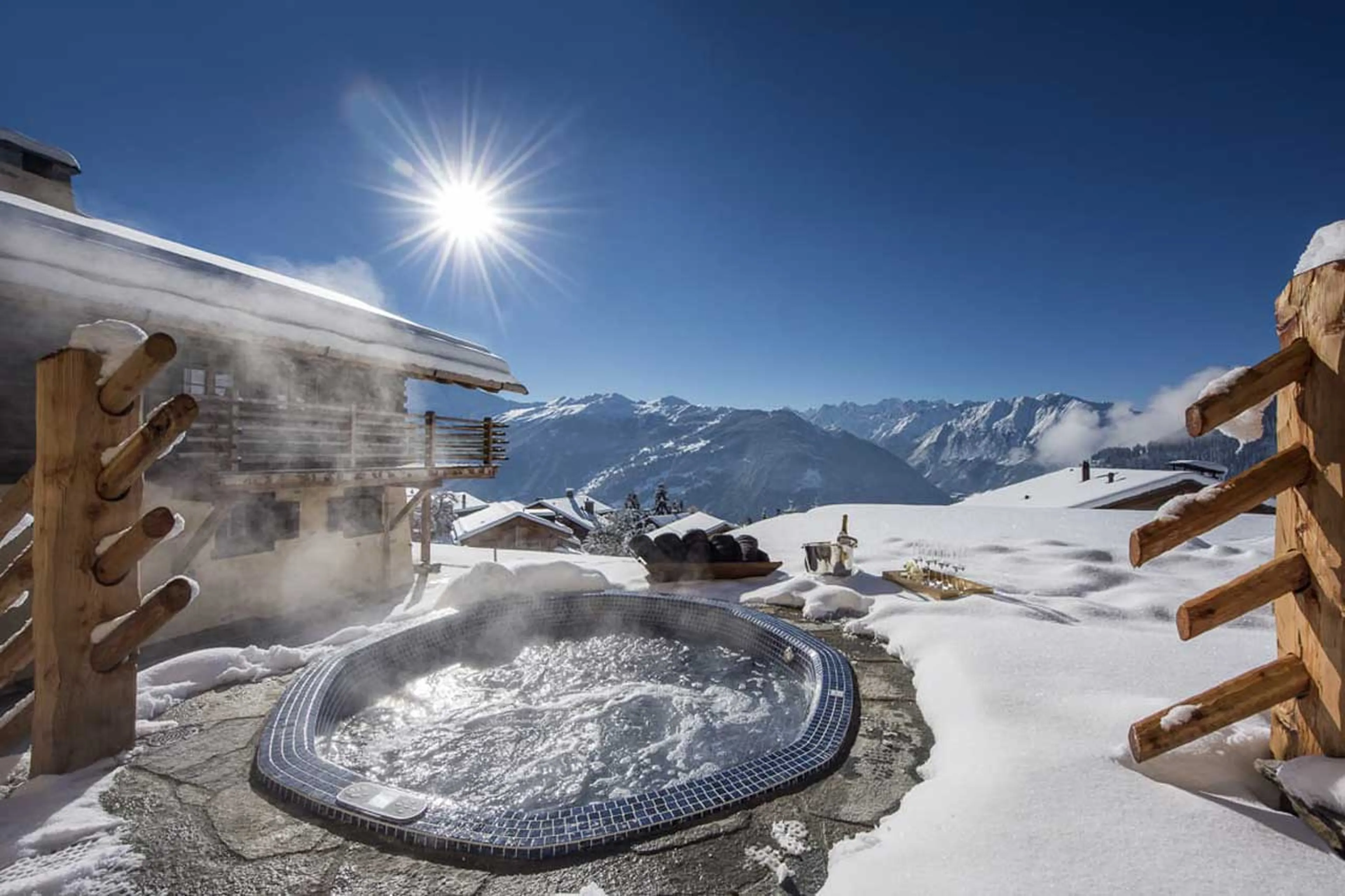 Outdoor hot tub at Chalet Chouqui in Verbier