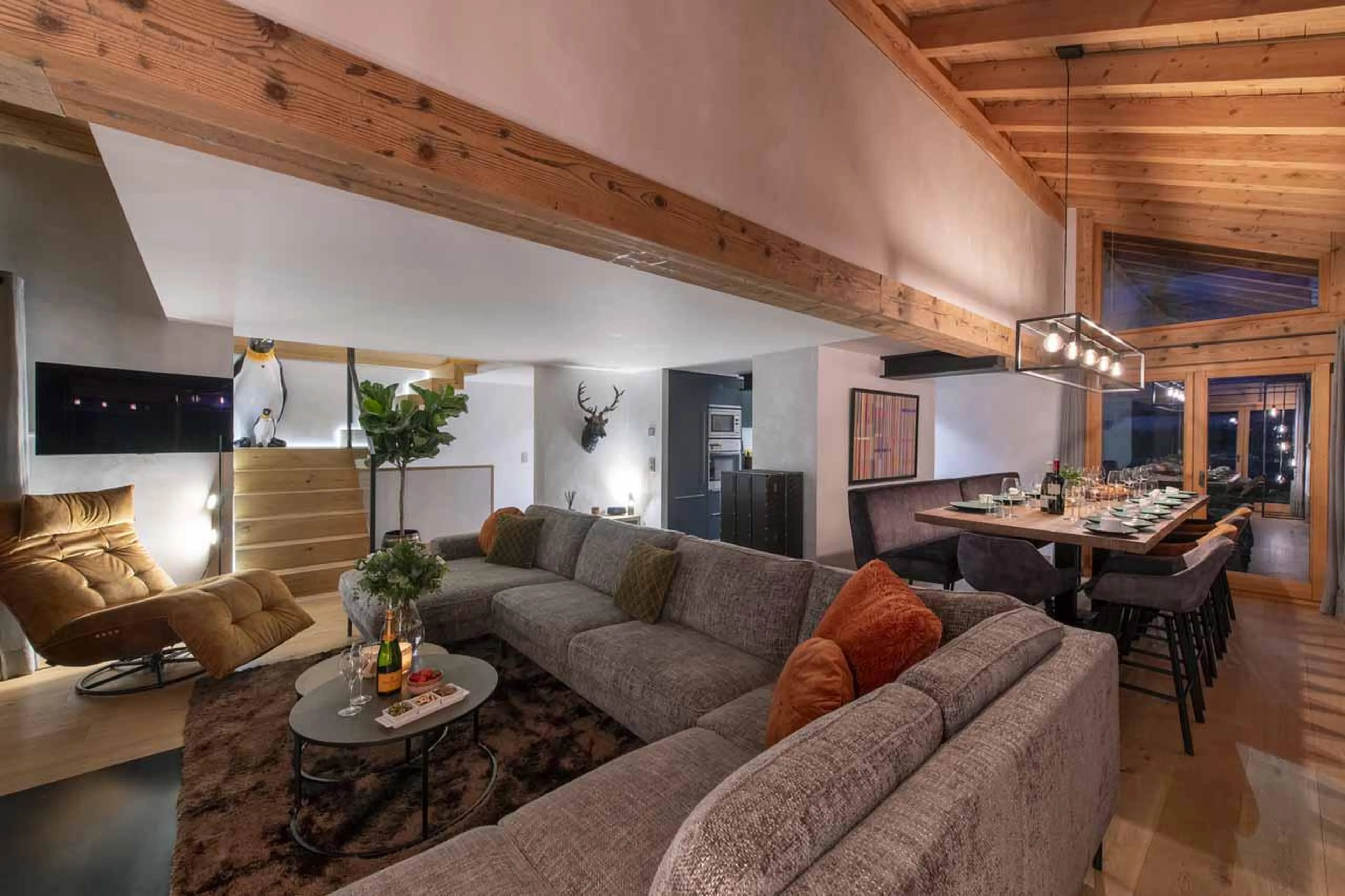 Living area at Chalet Clambinet in Verbier