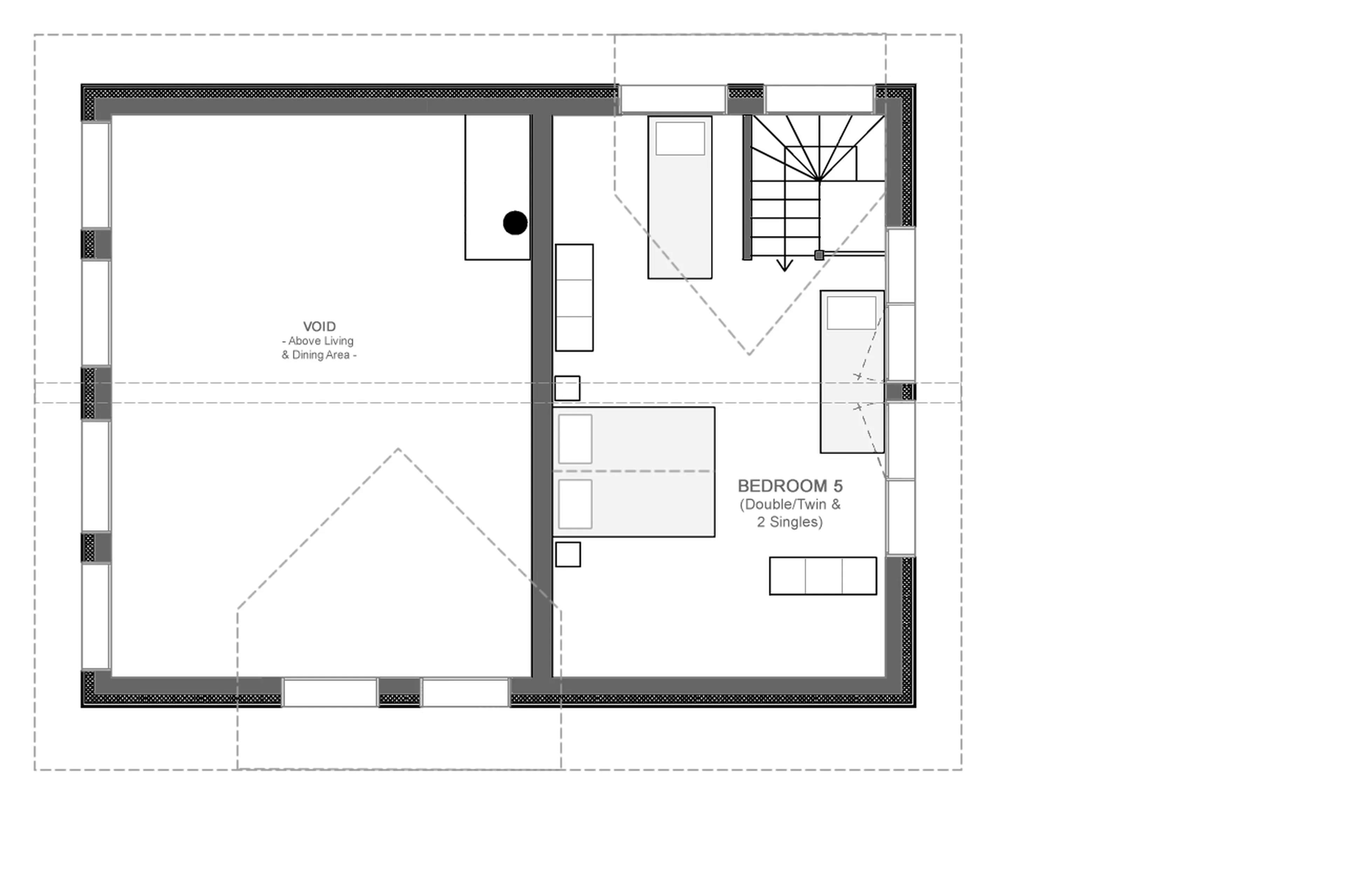 Attic floor plan for Chalet Les Clarines d'Or in Courchevel 1650