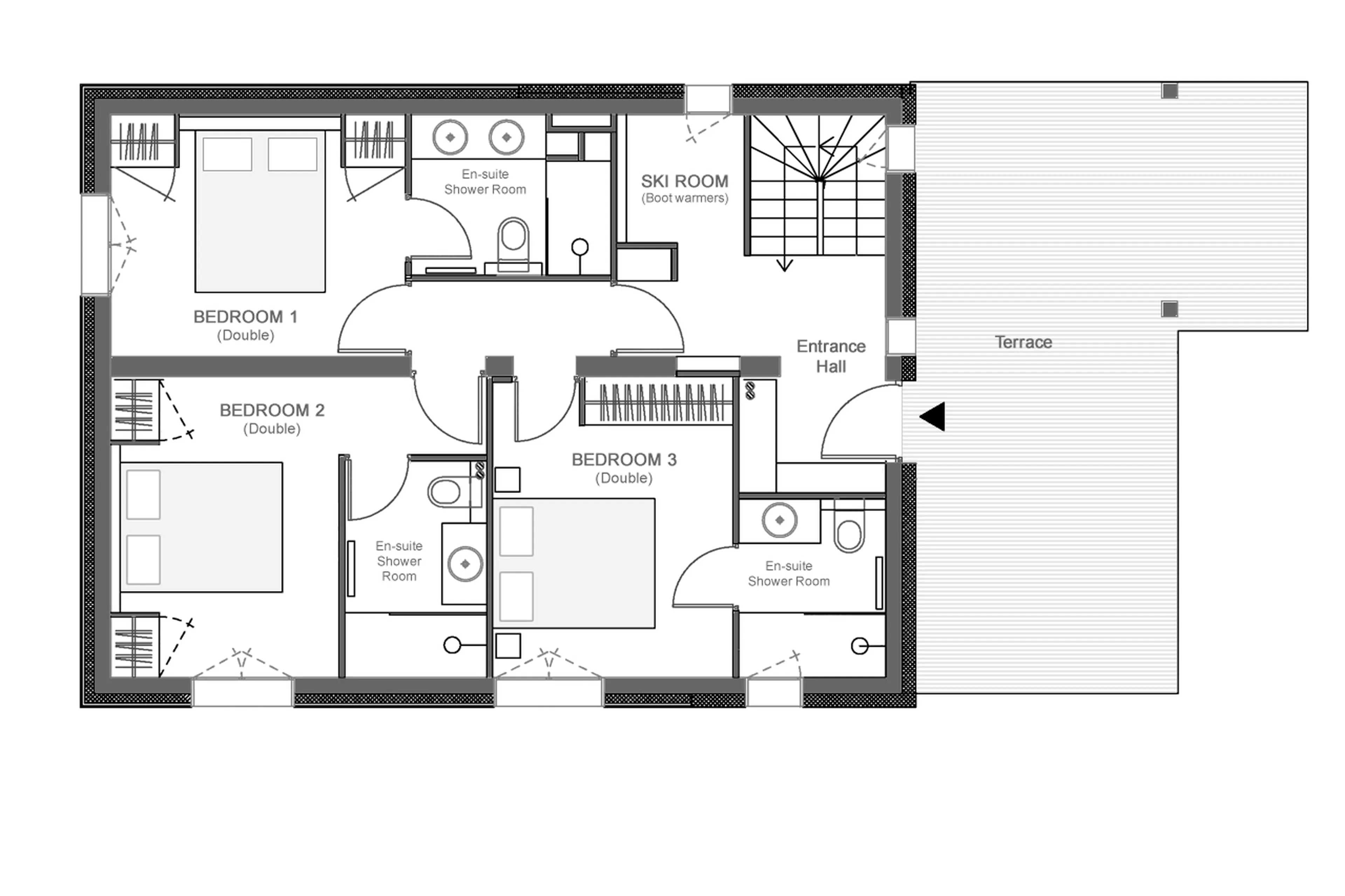 Level 0 floor plan for Chalet Les Clarines d'Or in Courchevel 1650