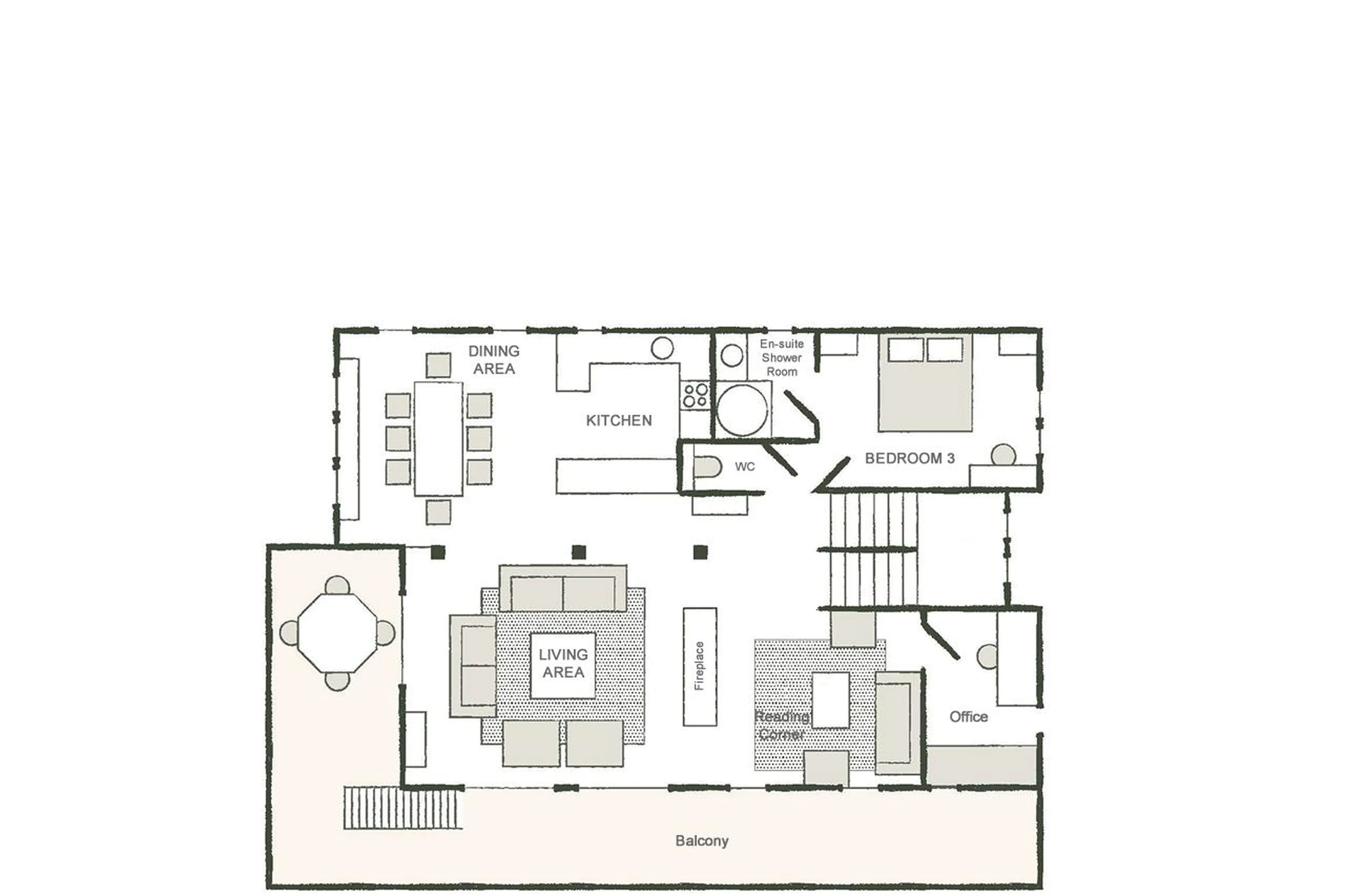 Level 1 floor plan of Chalet Clovis in Megeve