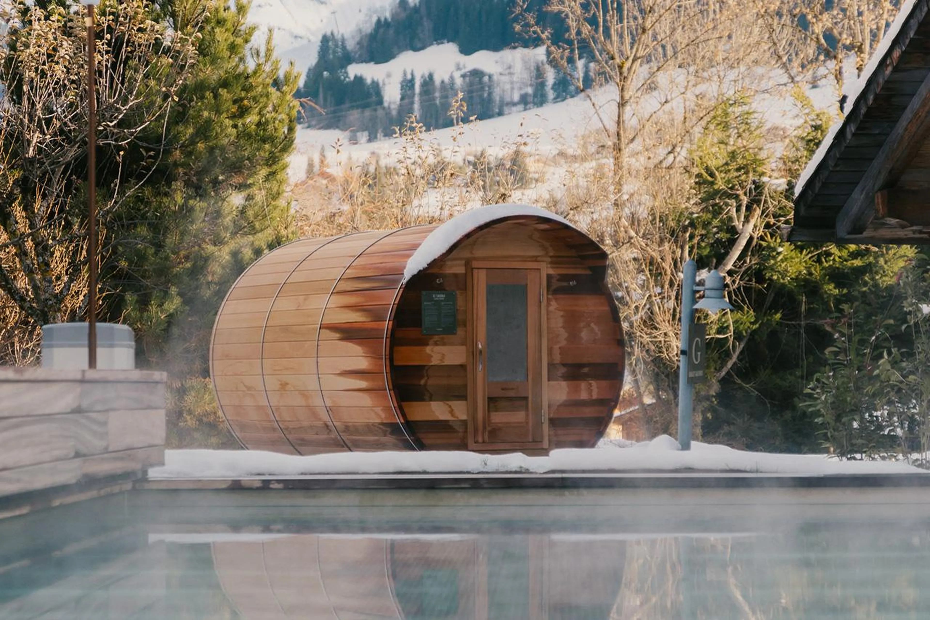 Barrel sauna in Chalet Clovis, Megeve