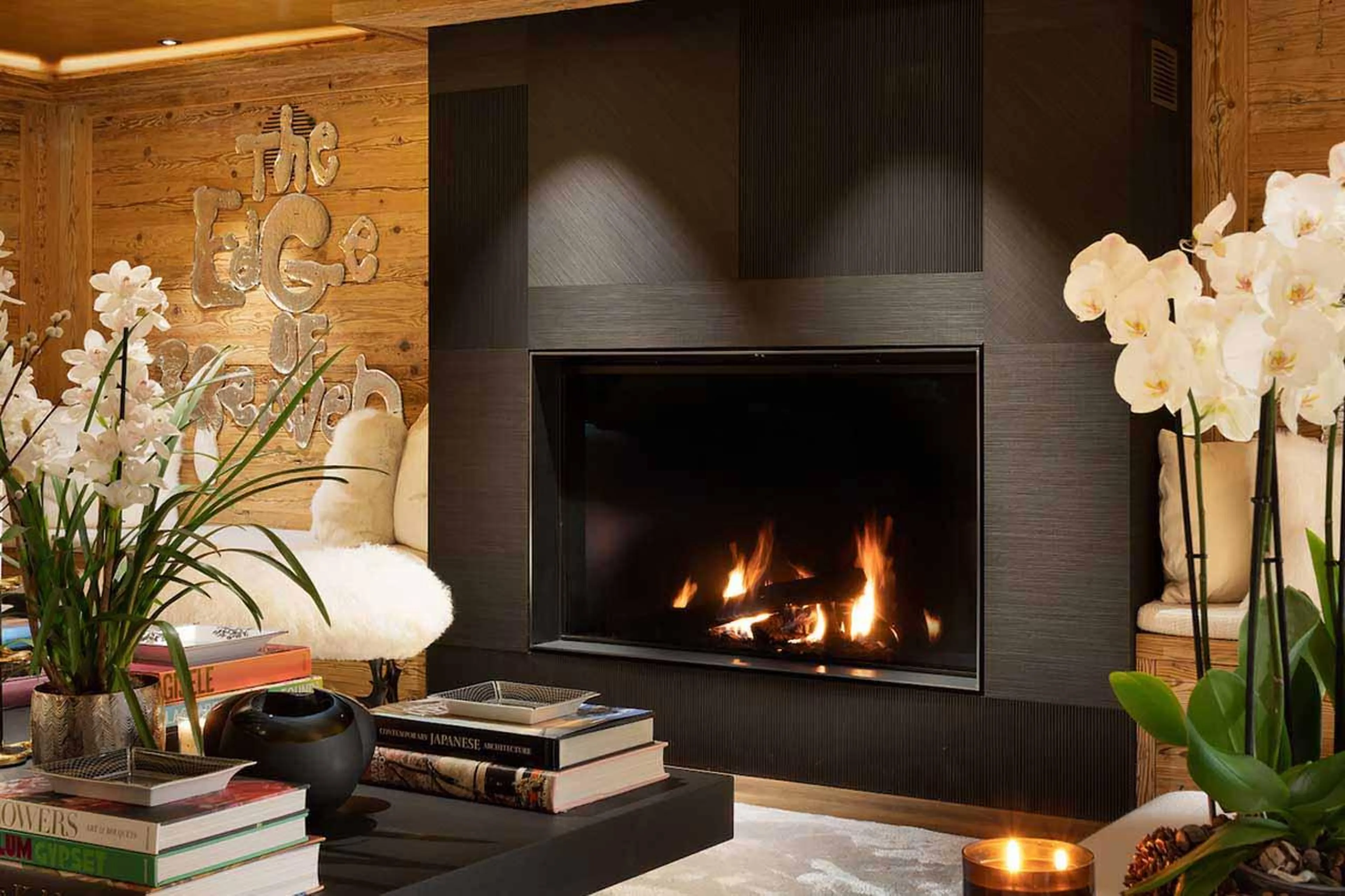 Cosy fireplace in Chalet Colombe, Gstaad