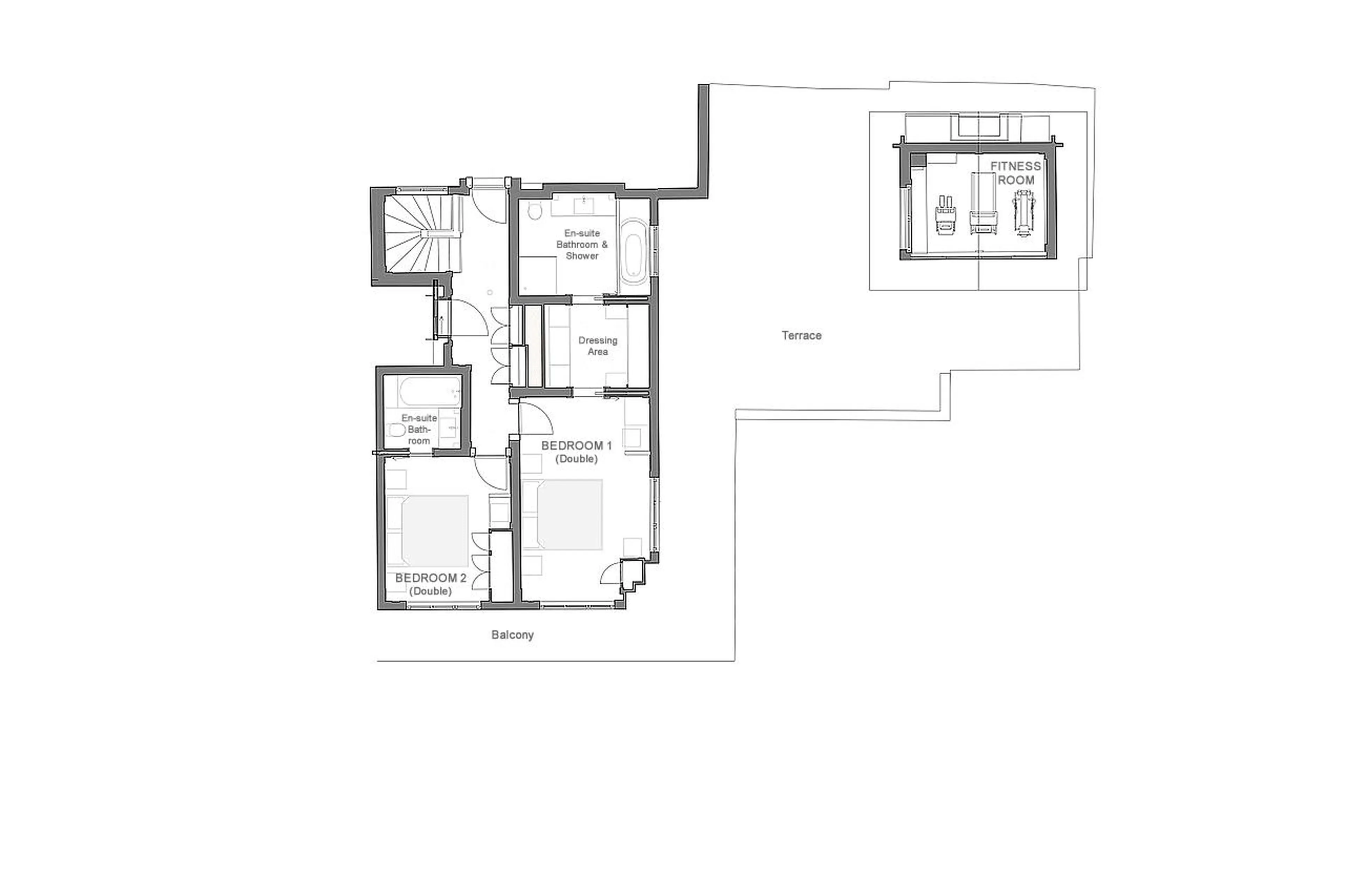 Level 3 floor plan of Chalet Colombe in Gstaad
