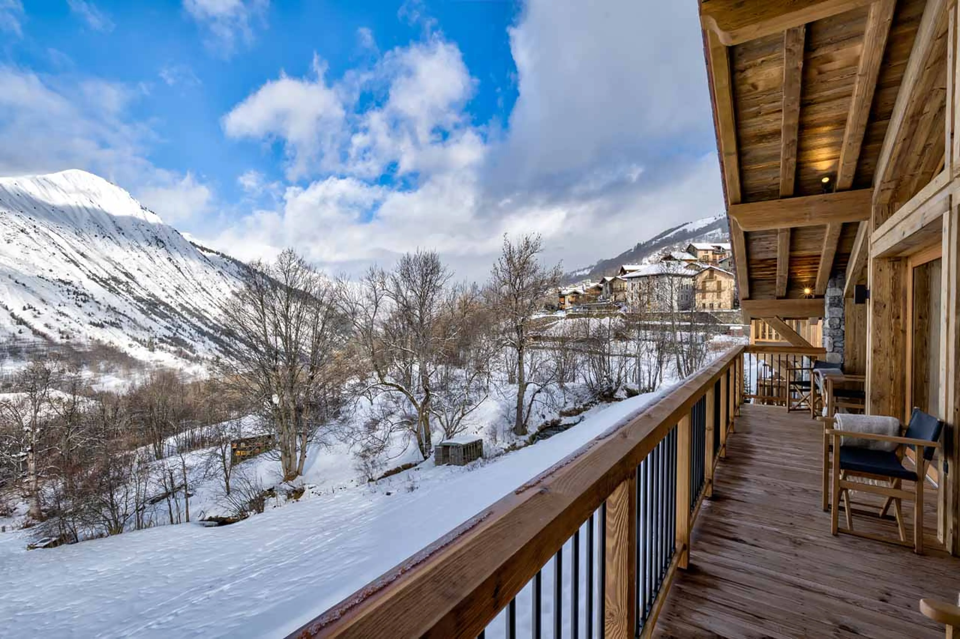 Balcony views at Chalet Constantia in St Martin de Belleville