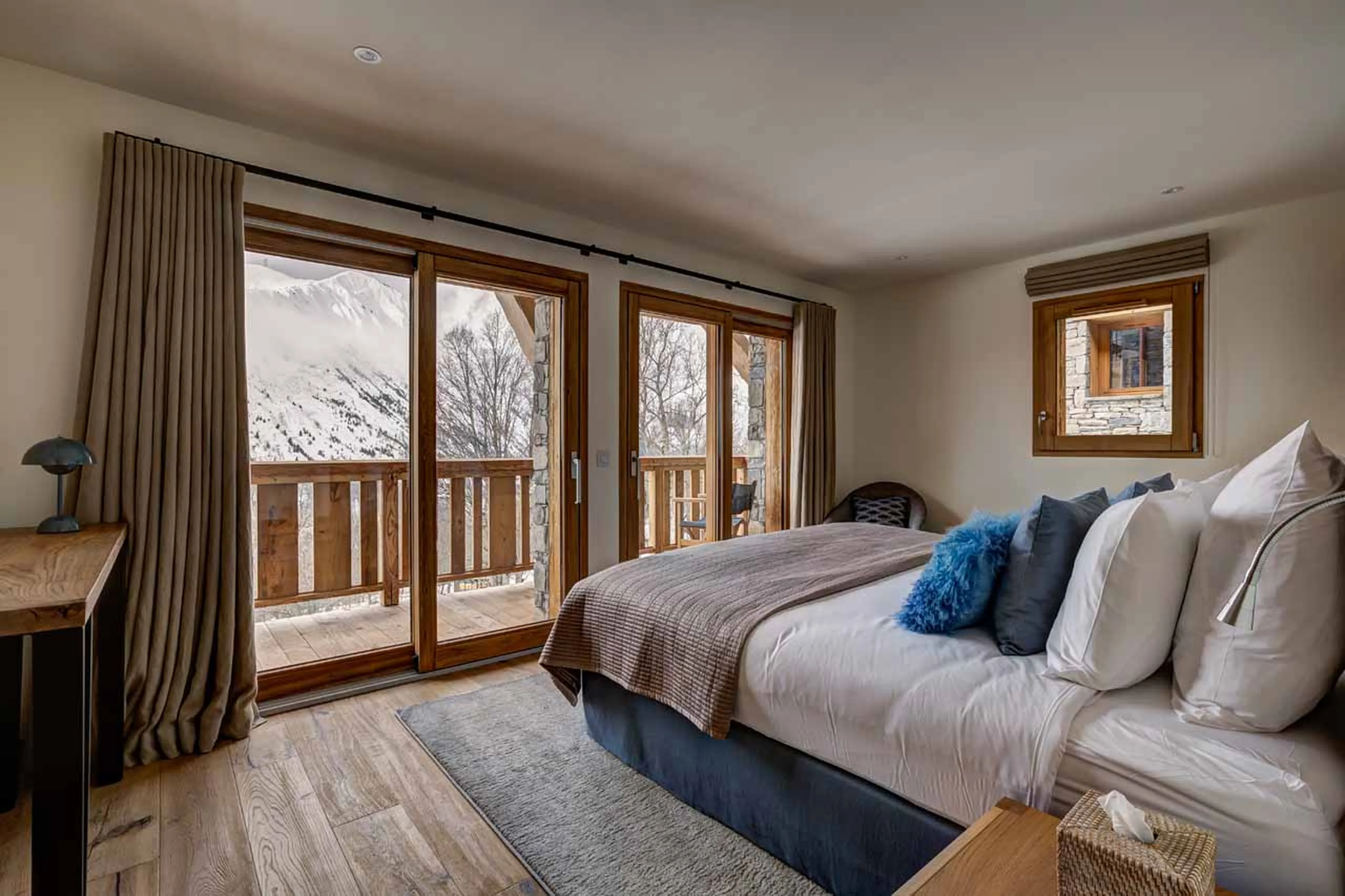 Balcony access from bedroom two at Chalet Constantia in St Martin de Belleville