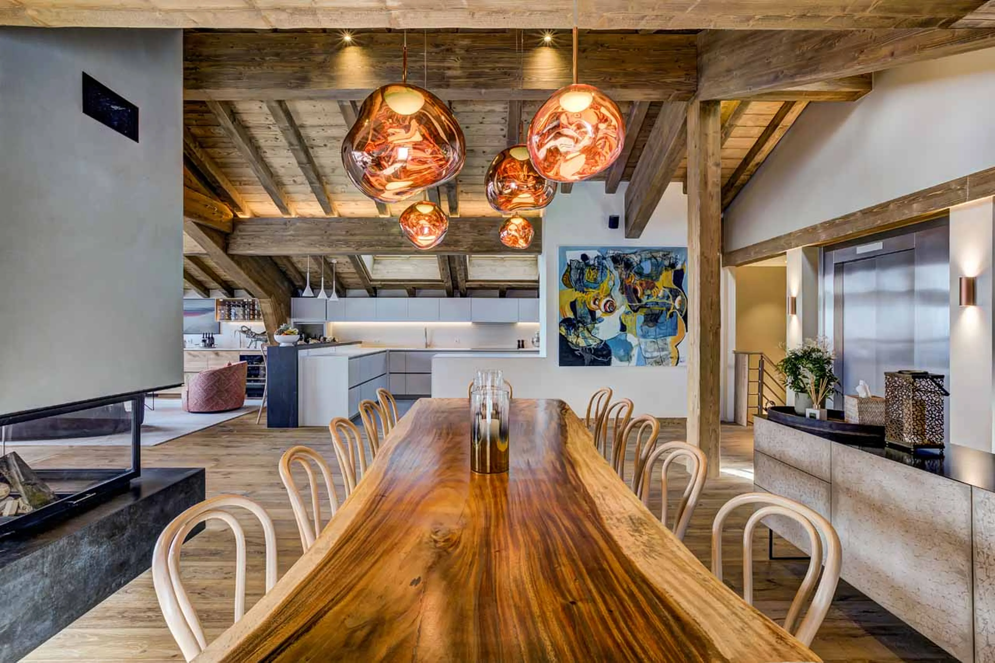 Modern lighting at Chalet Constantia in St Martin de Belleville