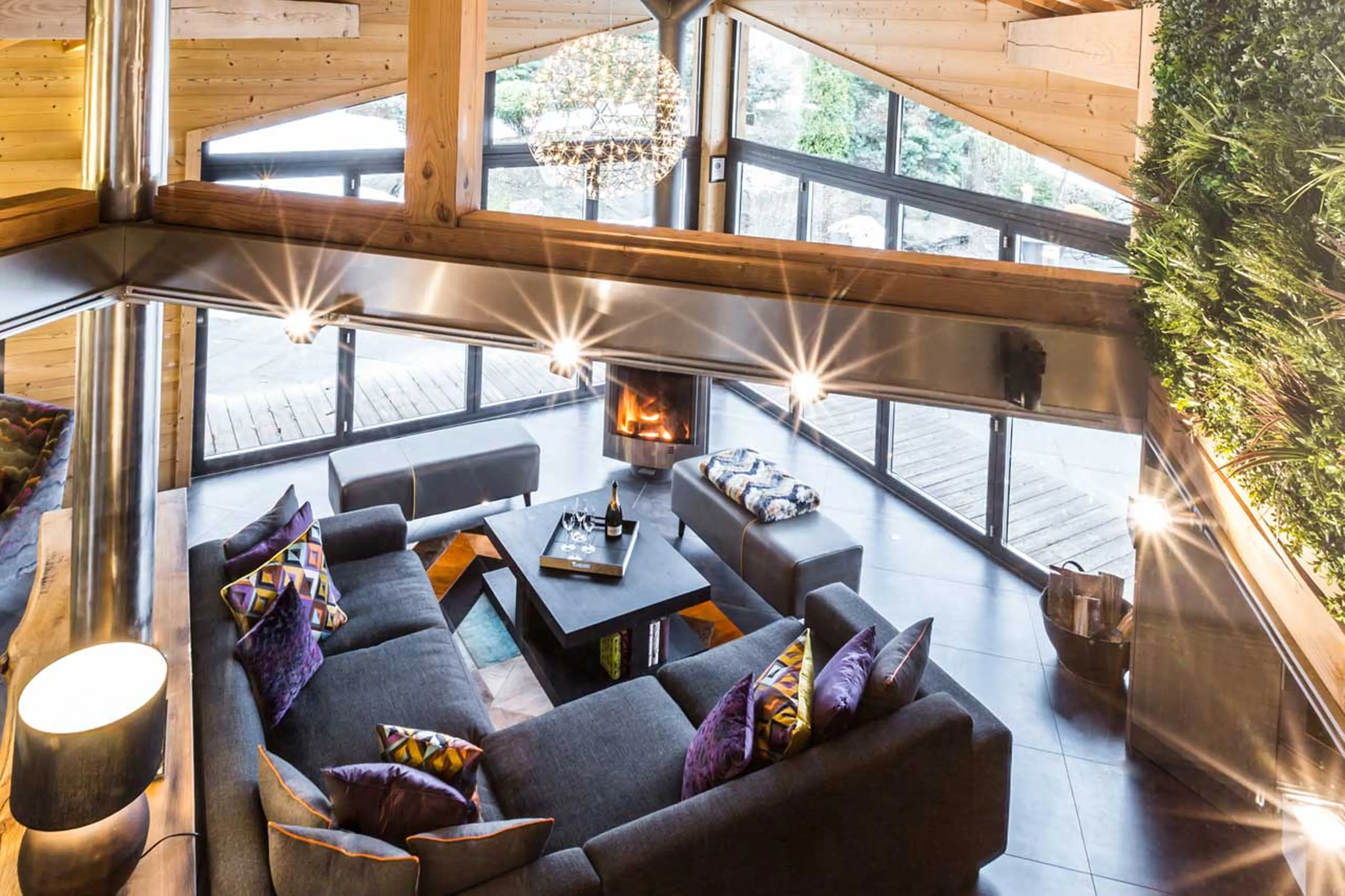 Second lounge with double height ceiling in Chalet Couttet in Chamonix