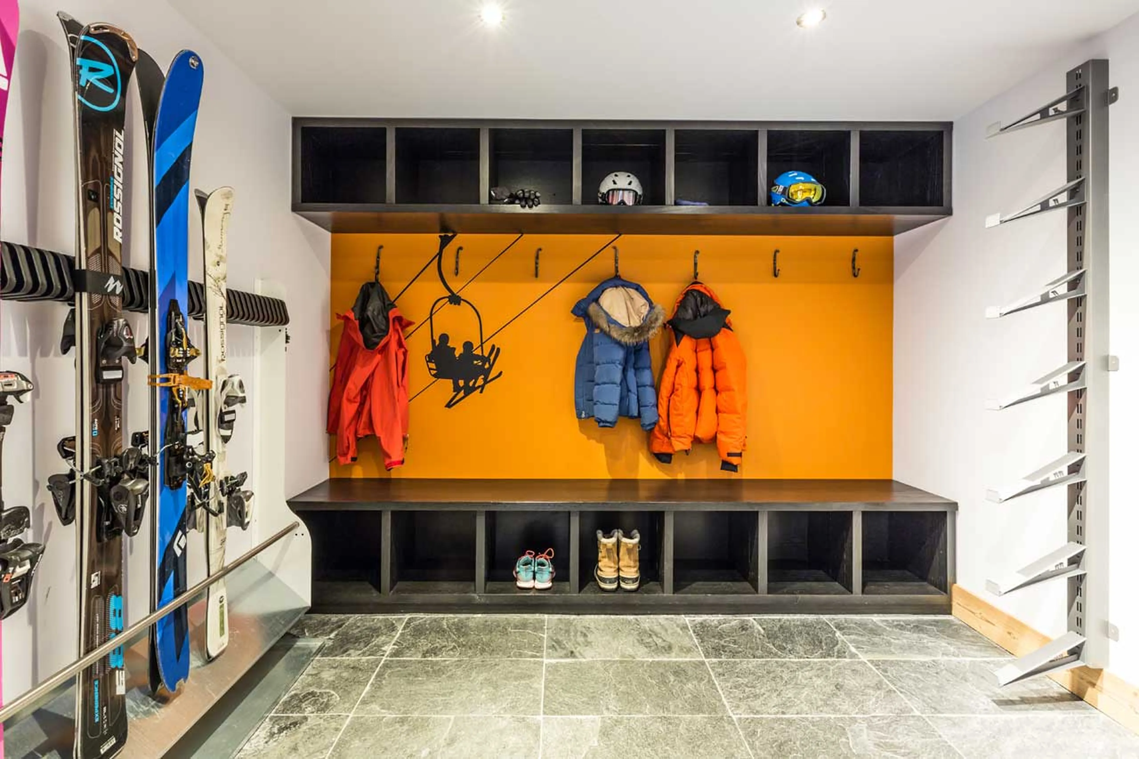 Ski room with boot heaters in Chalet Couttet in Chamonix