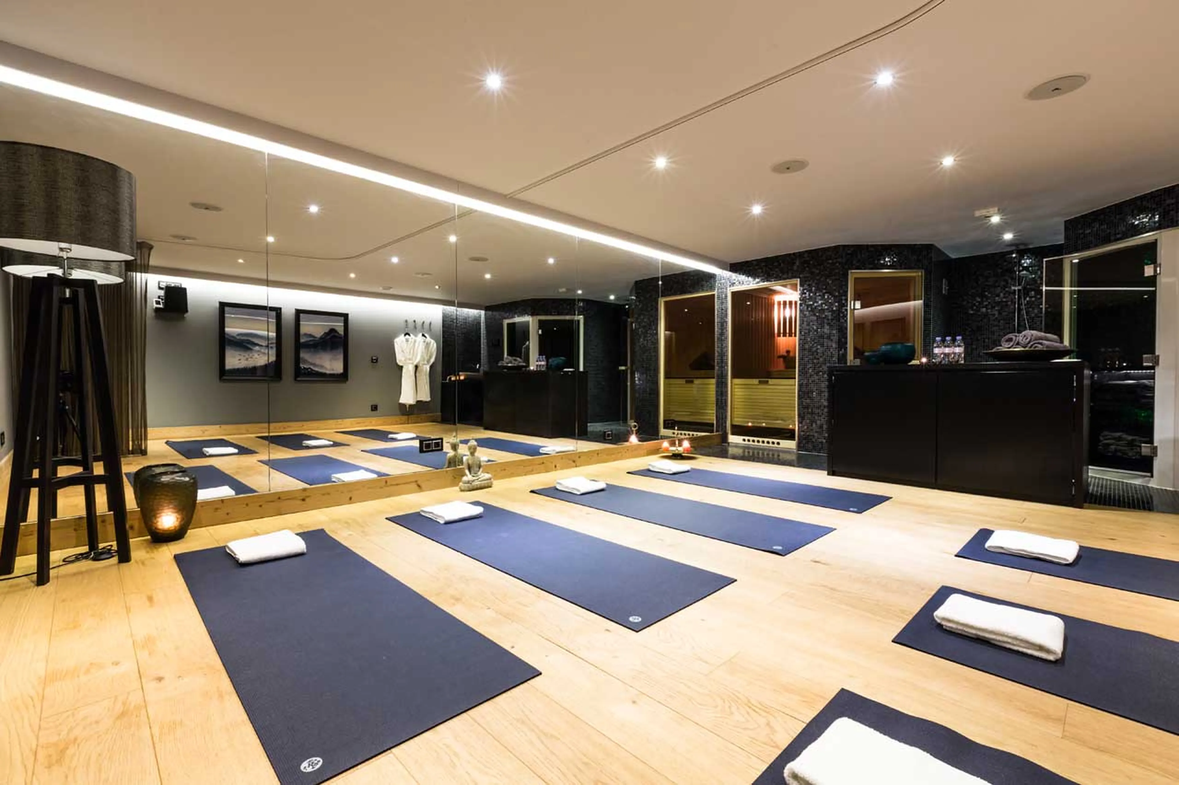 Yoga, fitness, Pilates space in wellness suite of Chalet Couttet in Chamonix