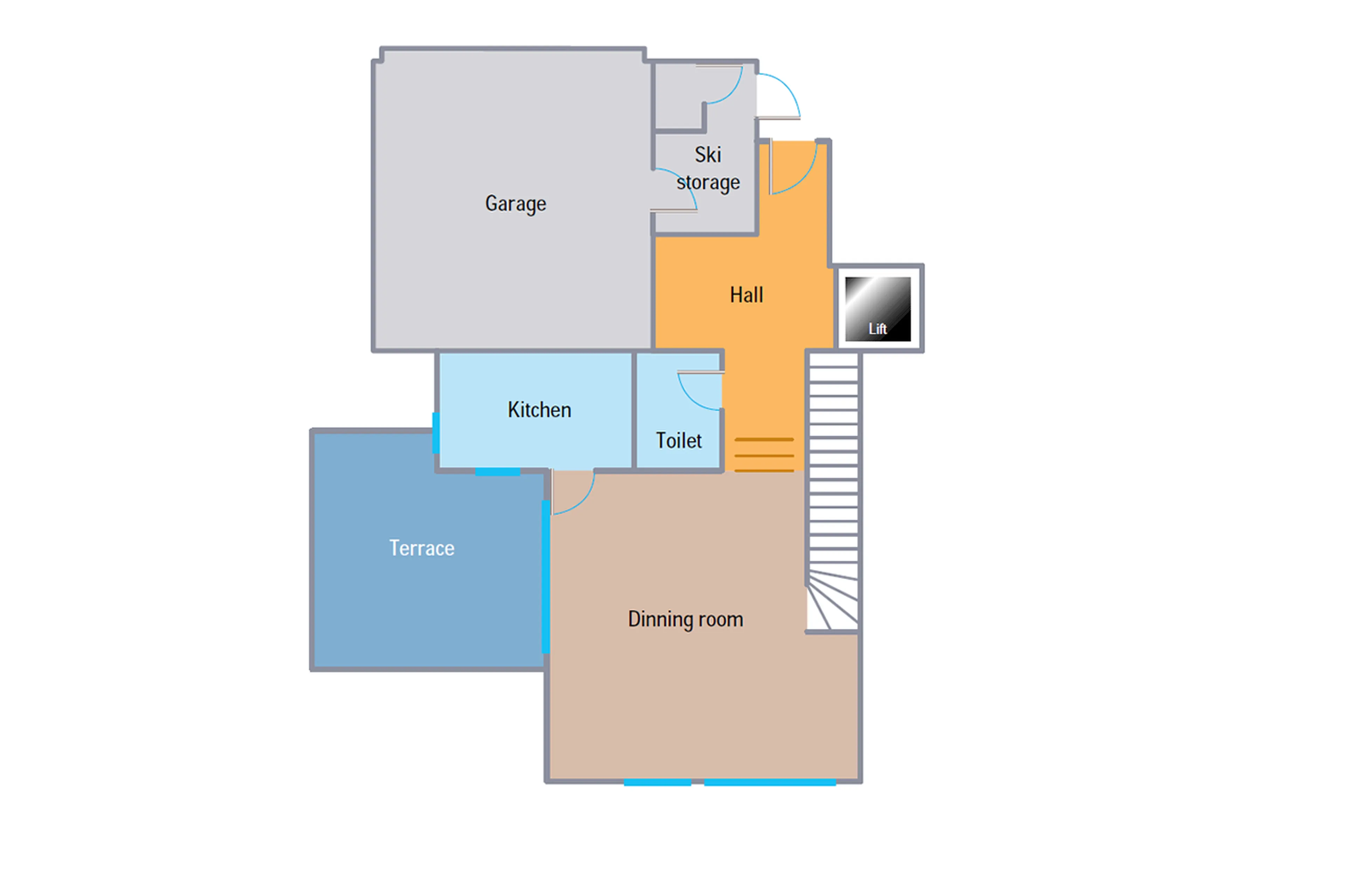 Level 0 floor plan of Chalet Cristal A in Val d’Isere