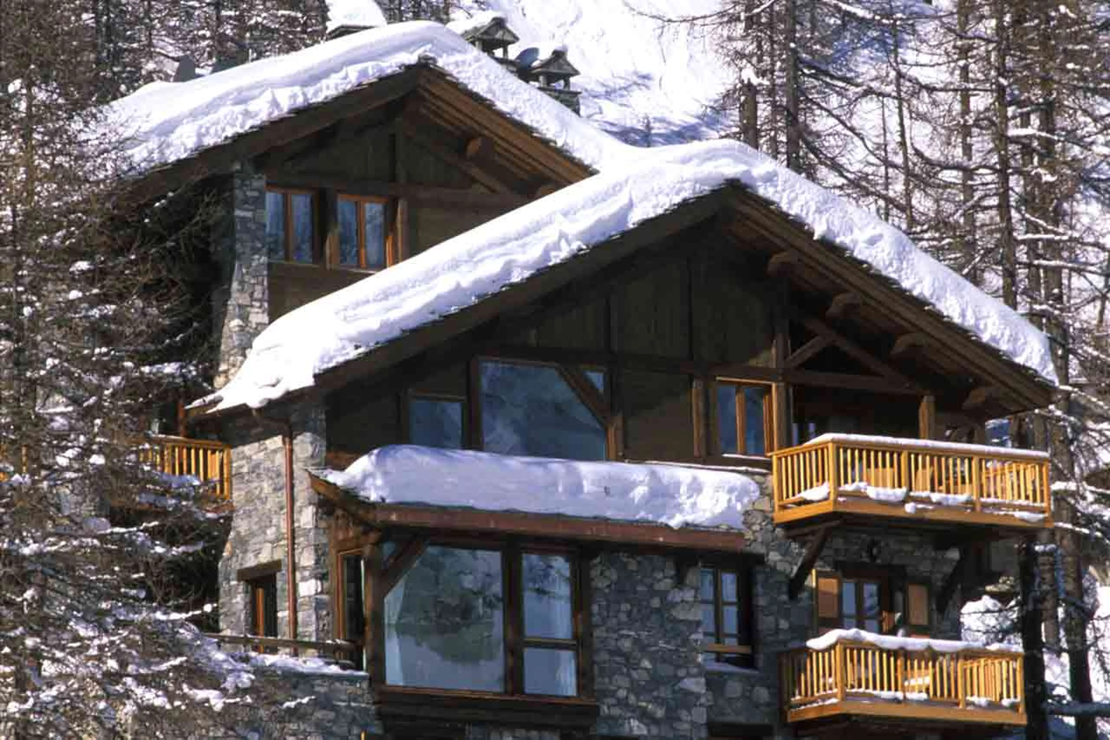 Exterior of the chalet in winter at Chalet Cristal B in Val d'Isere
