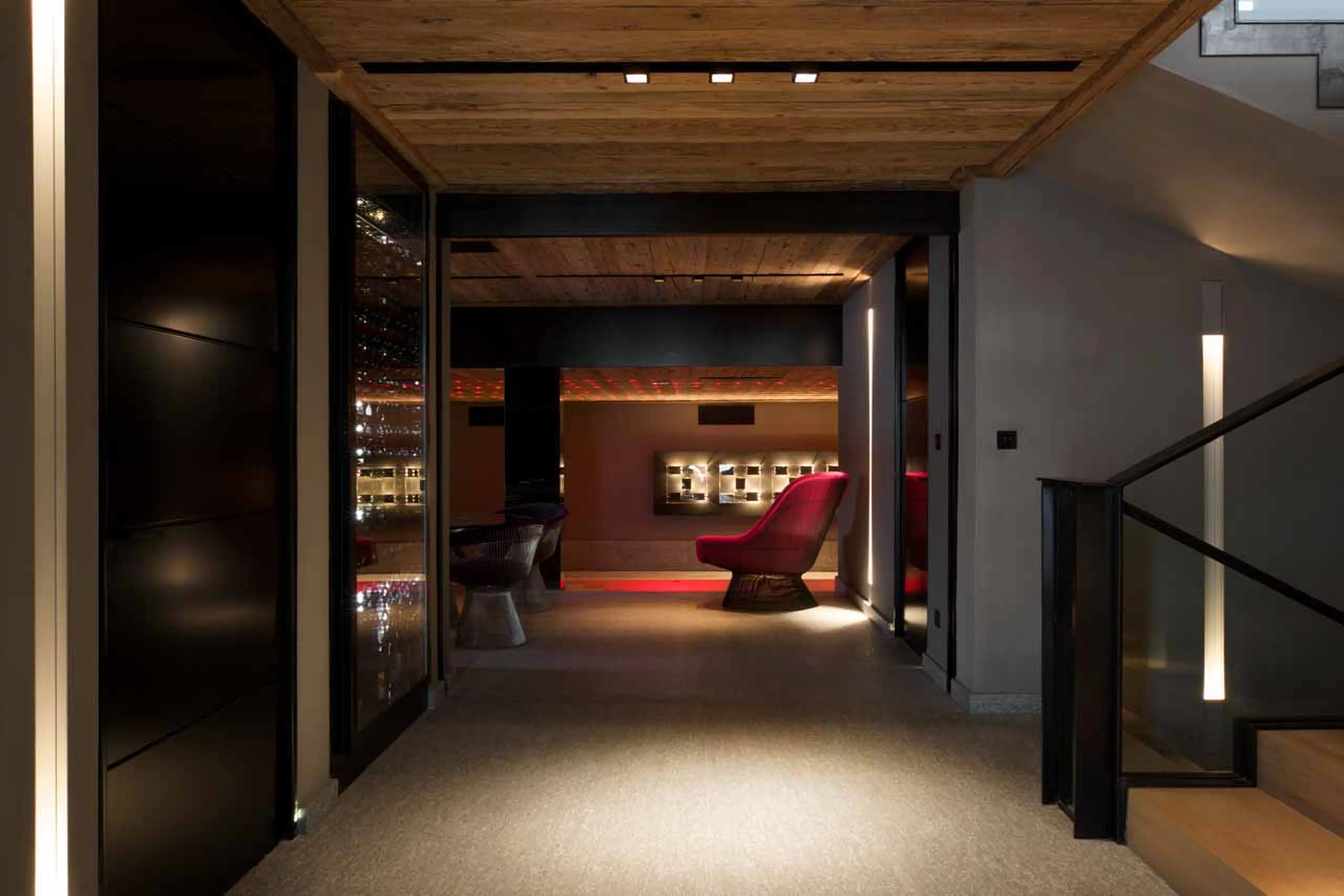 Wine cave and bar at Chalet Cyanella in Megeve