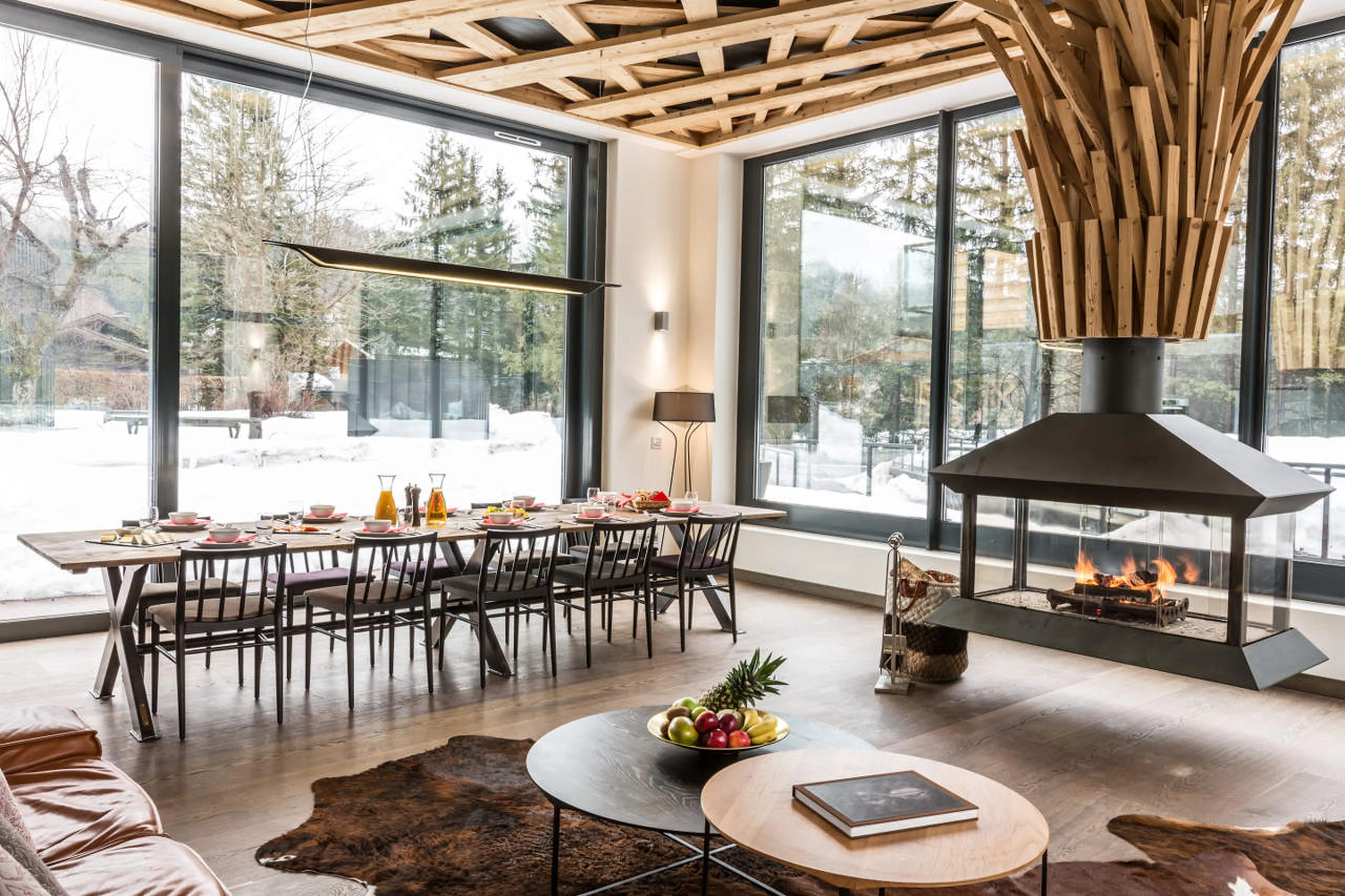Open plan dining area at Chalet Dalmore in Chamonix