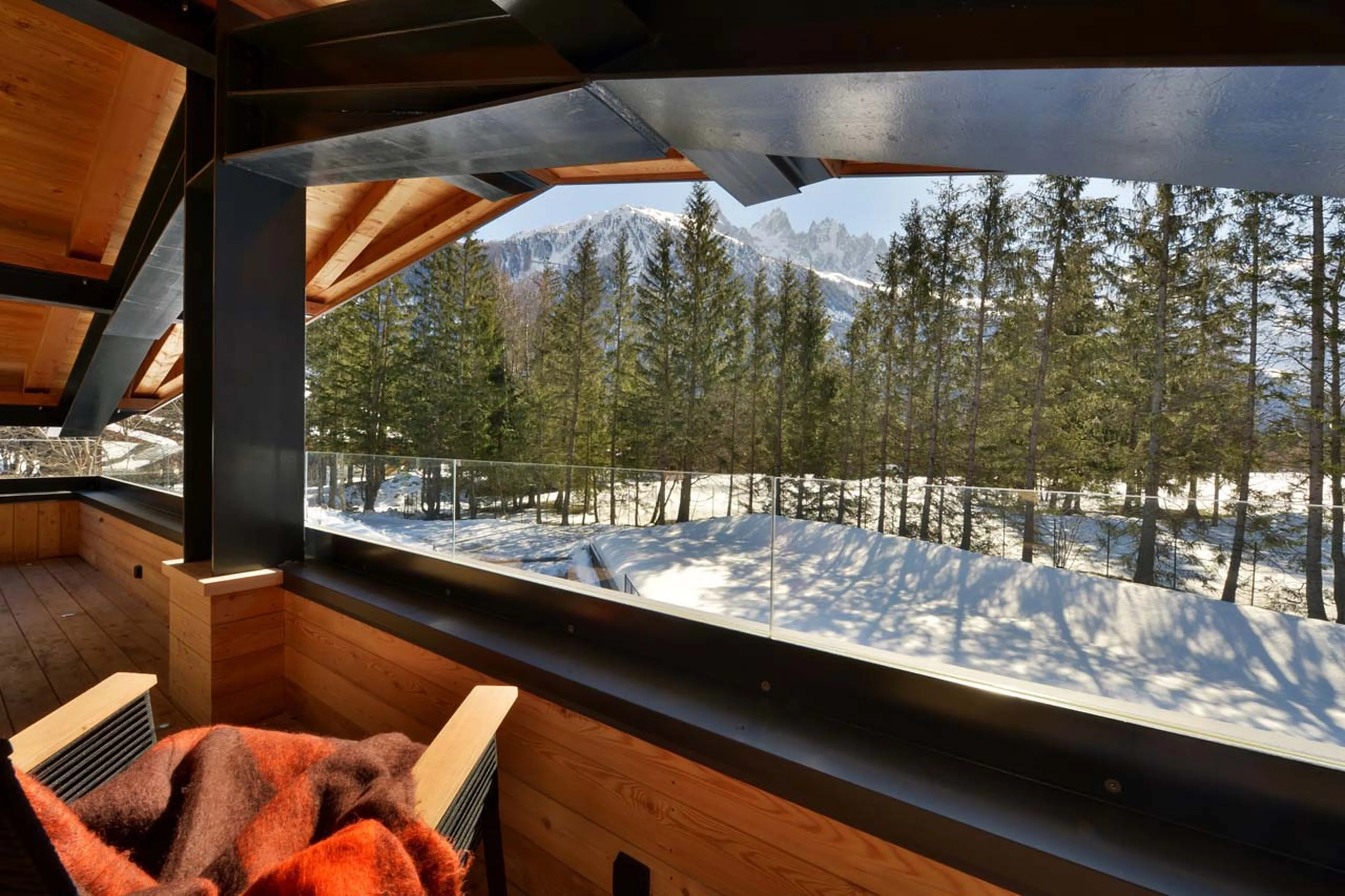 Views from roof terrace of Chalet Dalmore in Chamonix