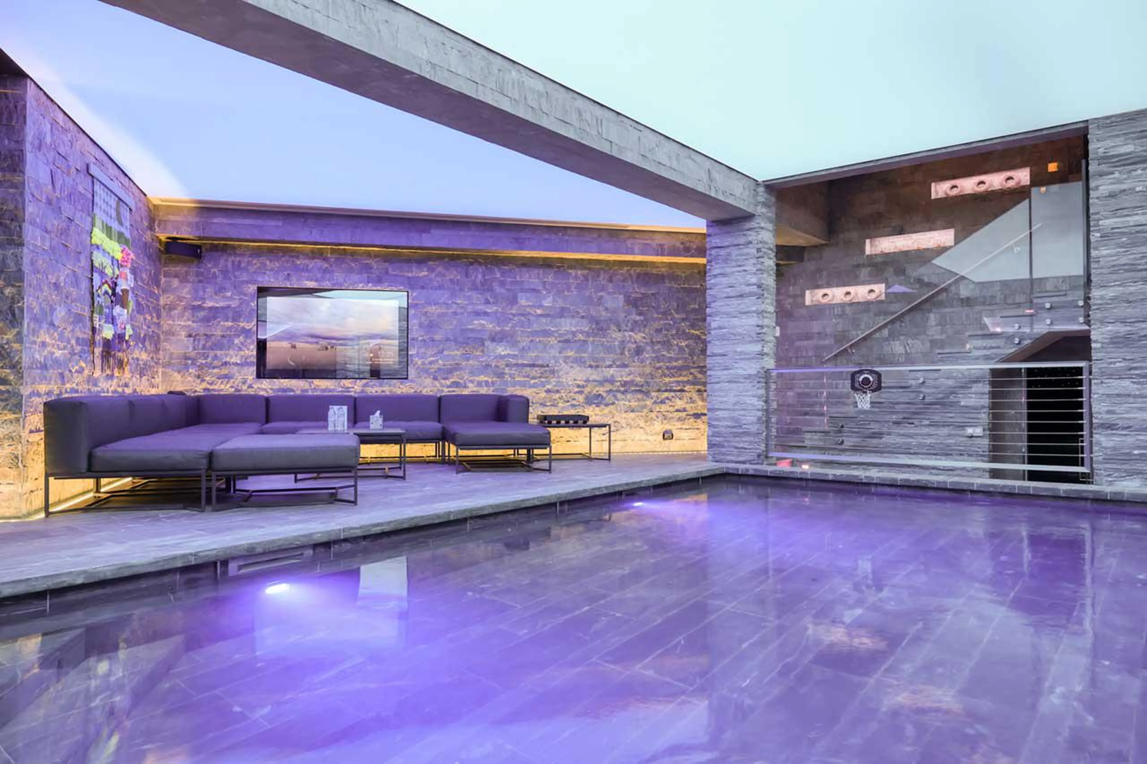 Pool and relaxation area at Chalet Dana in Megeve