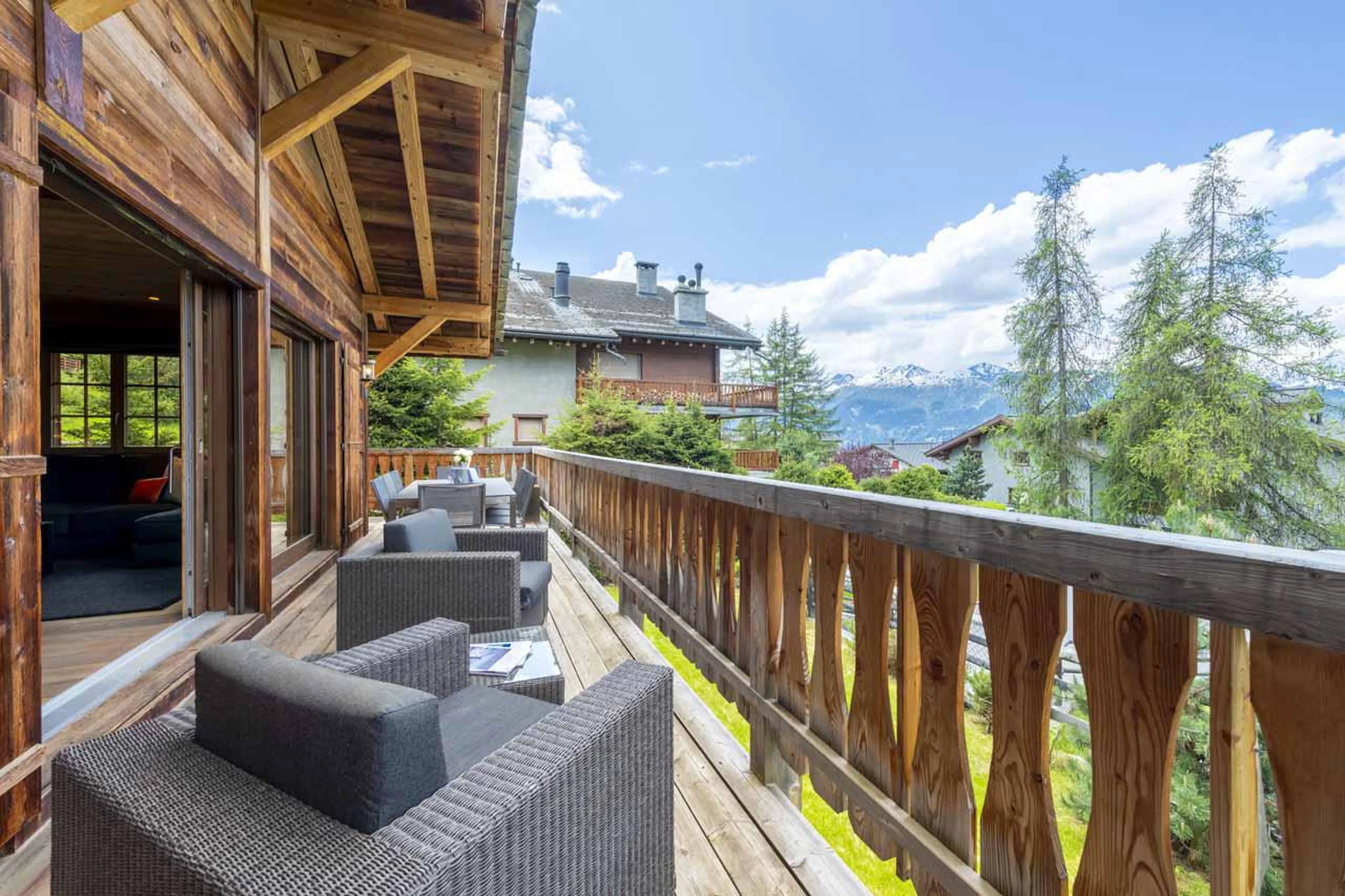 South-facing balconies at Chalet Daphne in Verbier