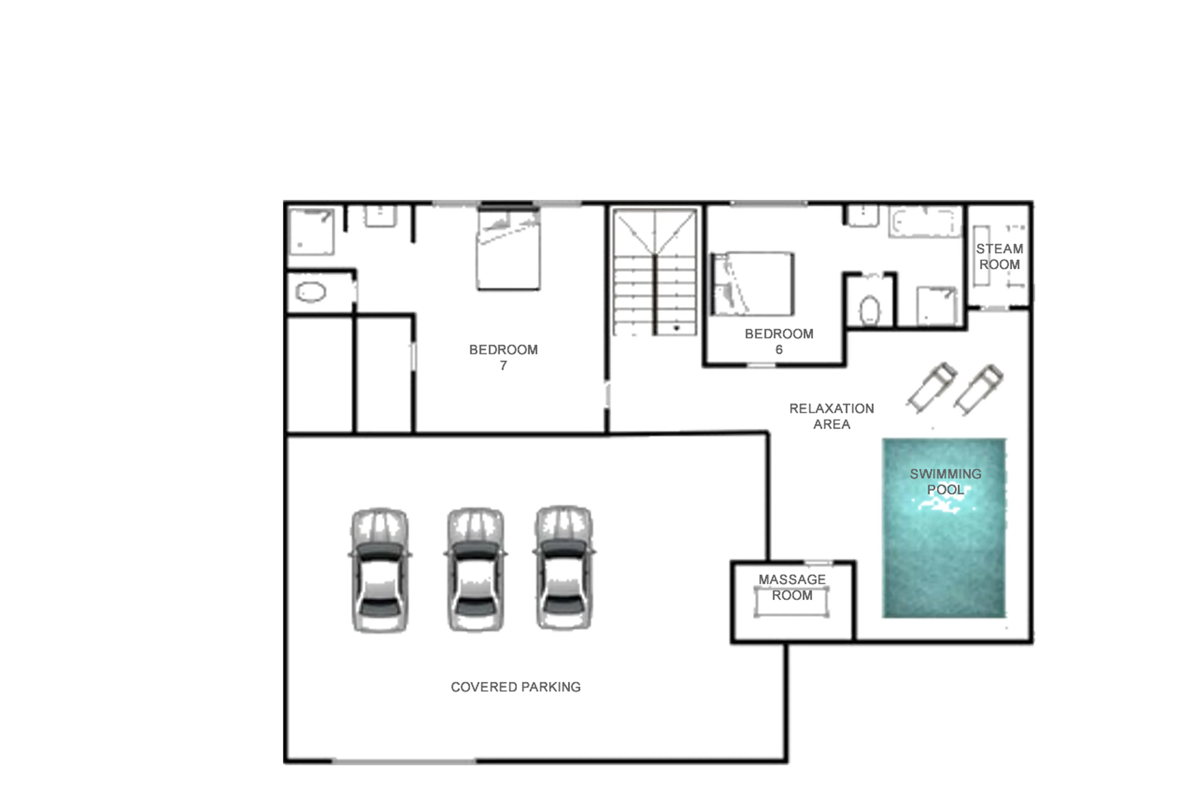 Level -1 floor plan of Chalet Daria in Val d'Isere