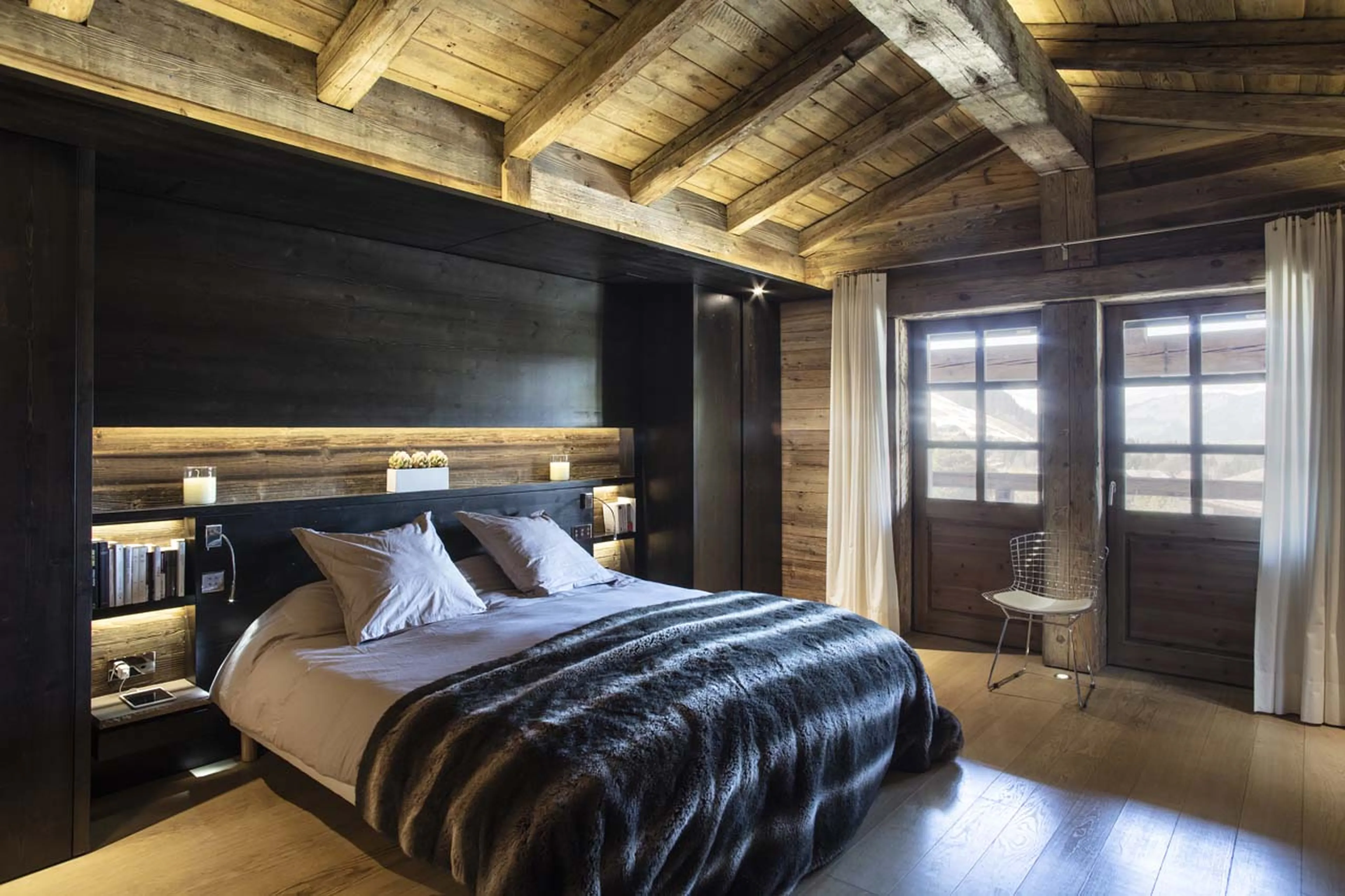 Bedroom one at Chalet de la Cry in Megeve