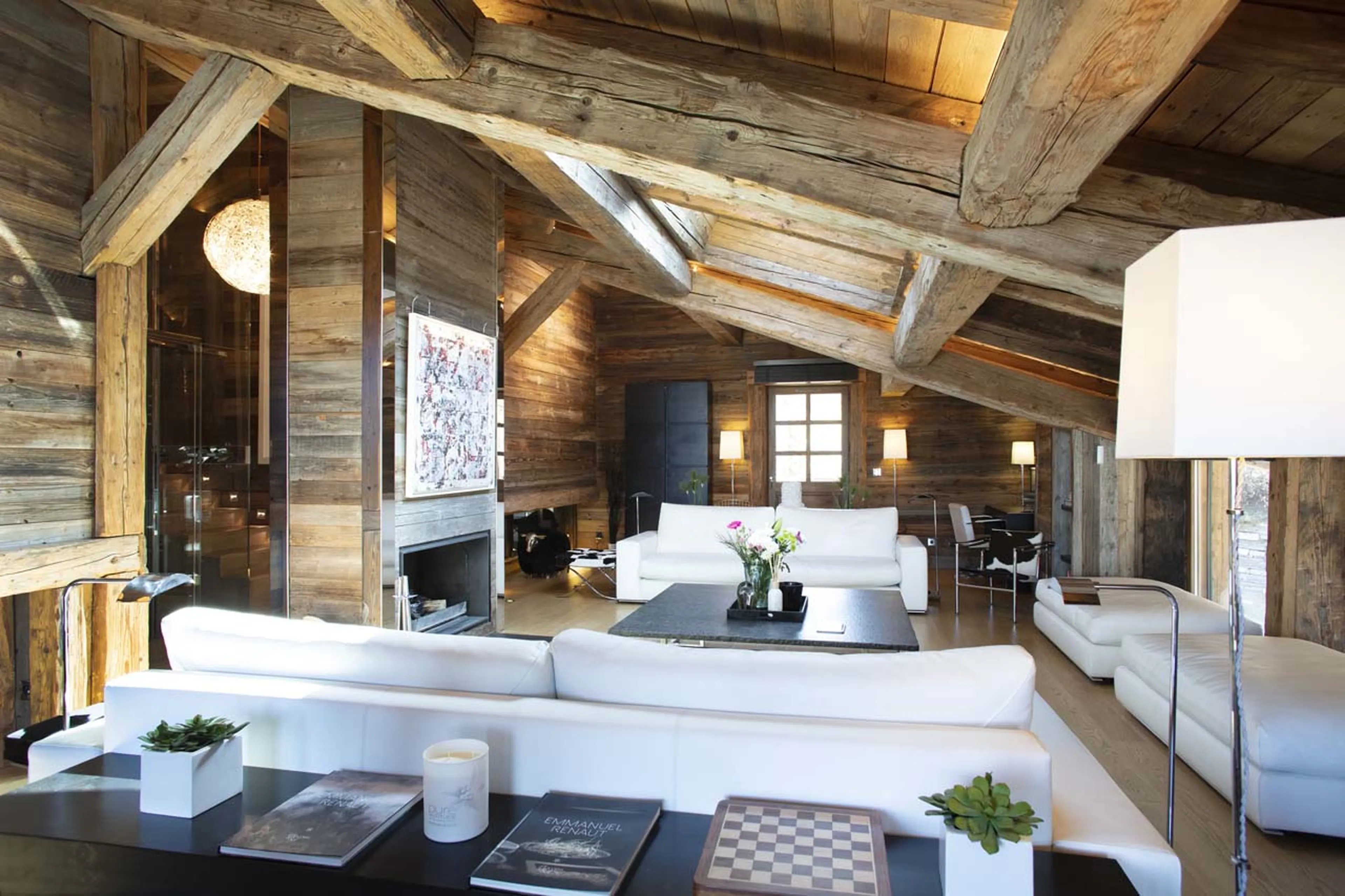 Seating in living room at Chalet de la Cry in Megeve