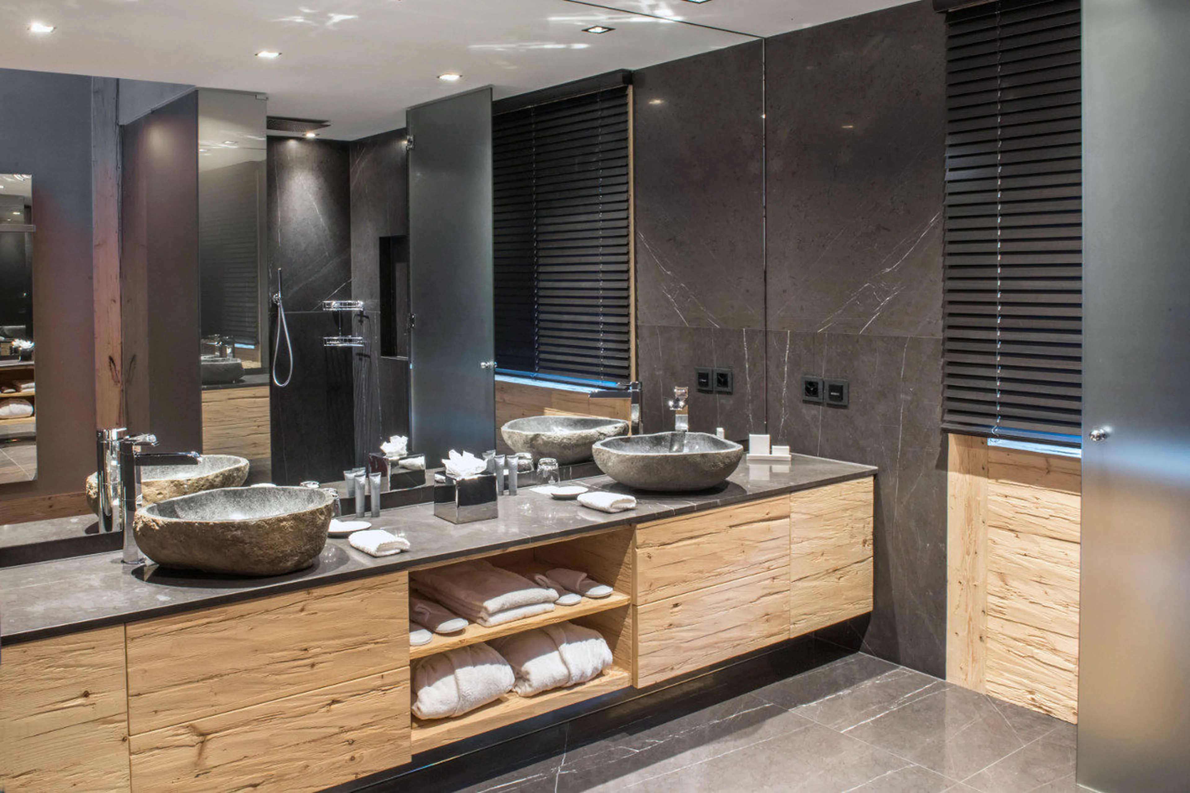 En-suite shower room in Chalet de Rougemont in Gstaad